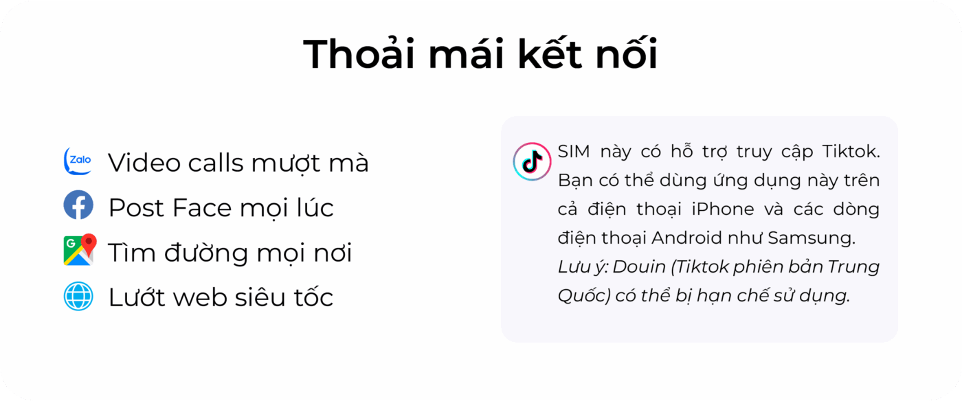 eSIM hỗ trợ các mạng xã hội - gồm Tiktok