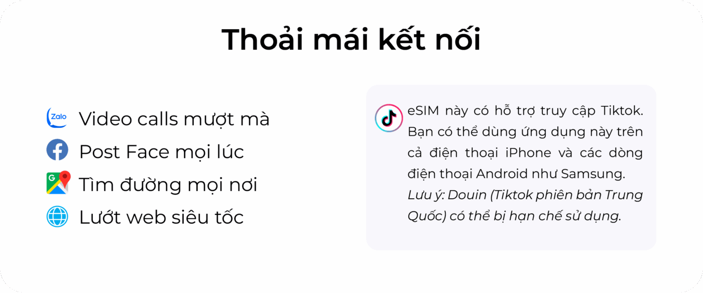 Sim hỗ trợ các mạng xã hội - bao gồm Tiktok
