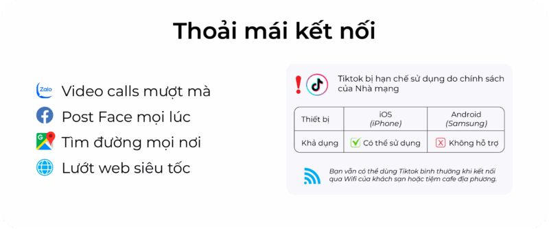 Sim hỗ trợ các mạng xã hội, không có Tiktok