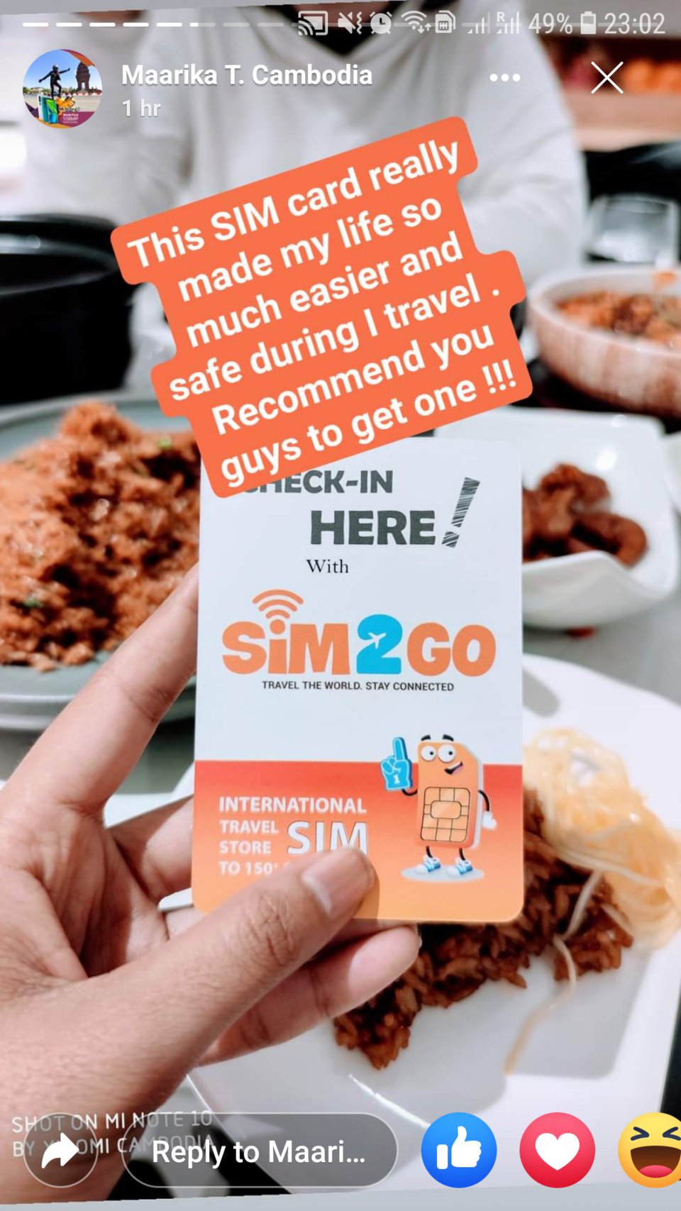 Khách hàng người Campuchia trải nghiệm SIM Trung Quốc của SIM2GO