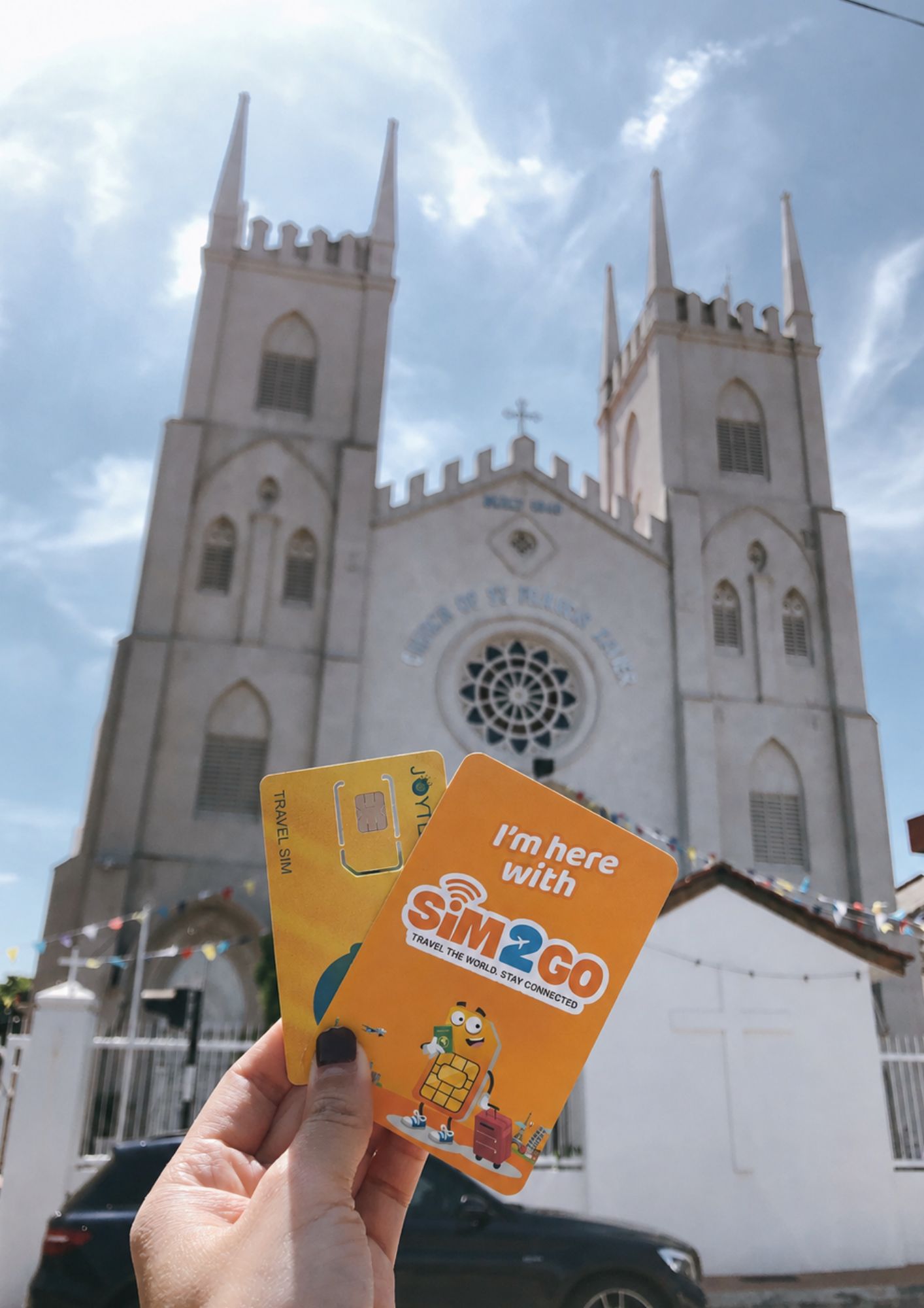 Khách hàng check in cùng SIM2GO tại nhà thờ St. Francis Xavier ở Melaka