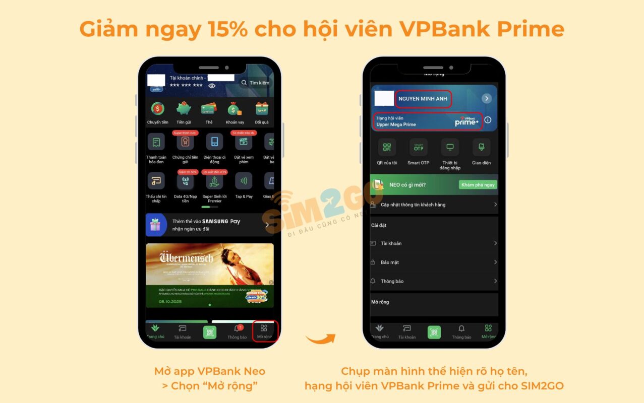 chụp ảnh xác nhận hội viên VPBank Prime