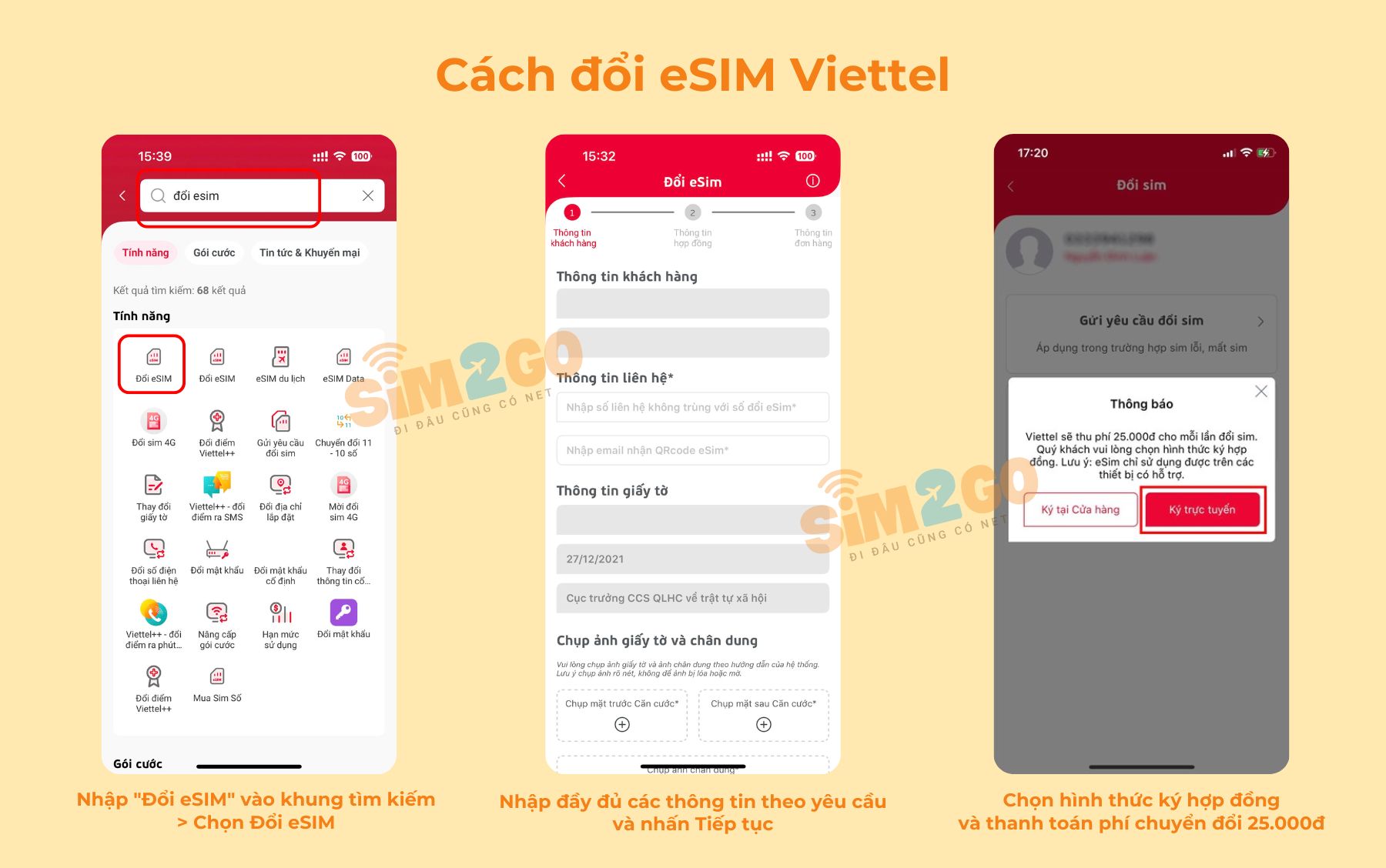 Cách đổi eSIM Viettel