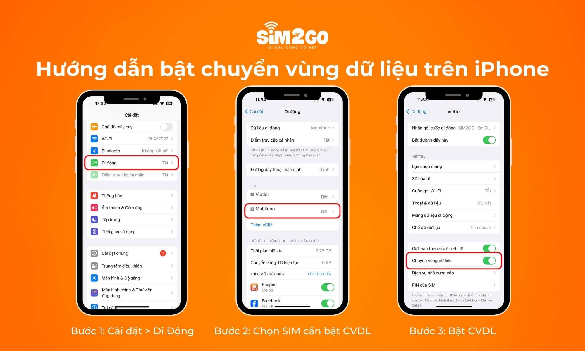 Hướng dẫn bật chuyển vùng dữ liệu trên iPhone