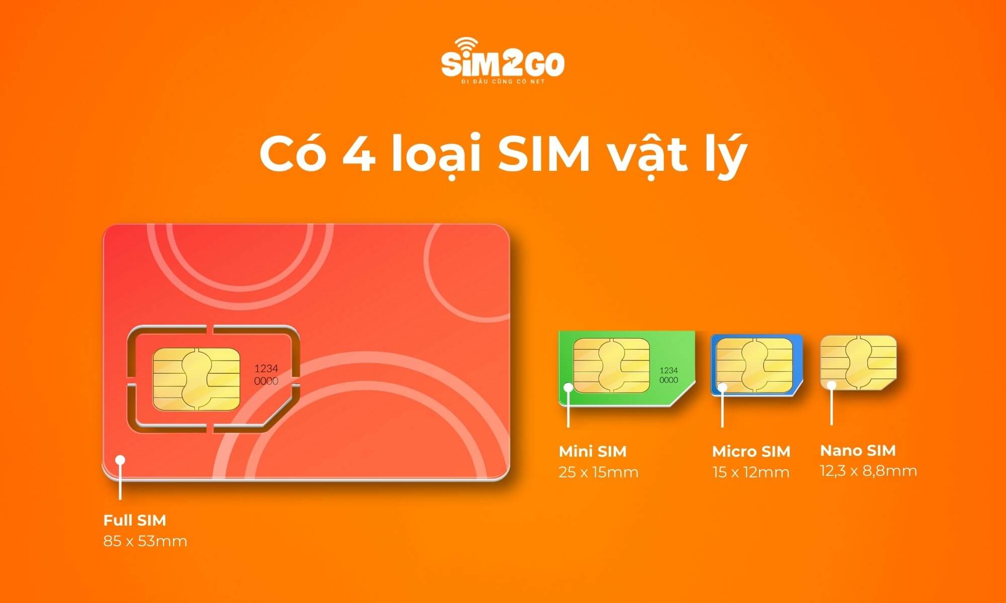 SIM vật lý được chia thành 4 loại