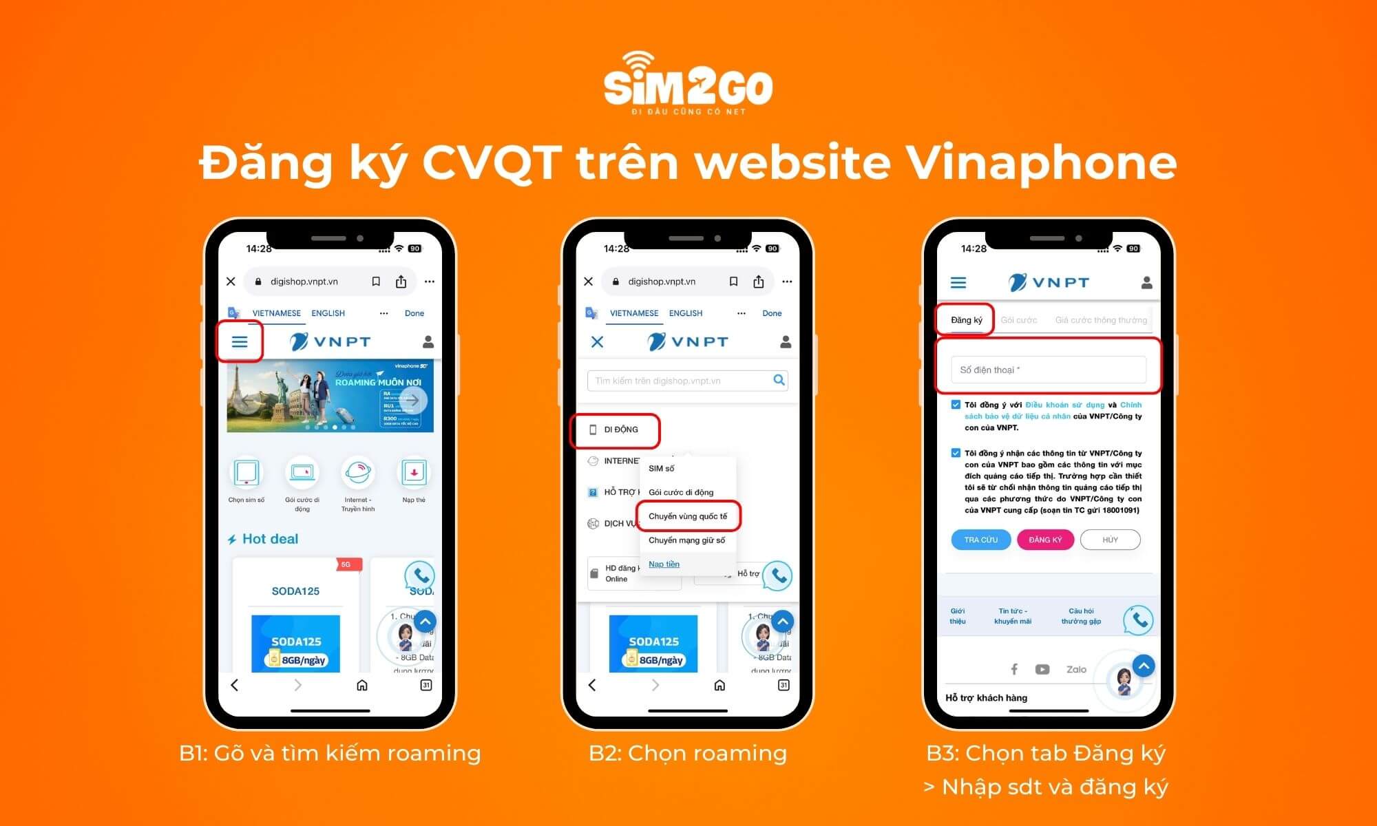 3 bước đăng ký chuyển vùng quốc tế qua website VNPT