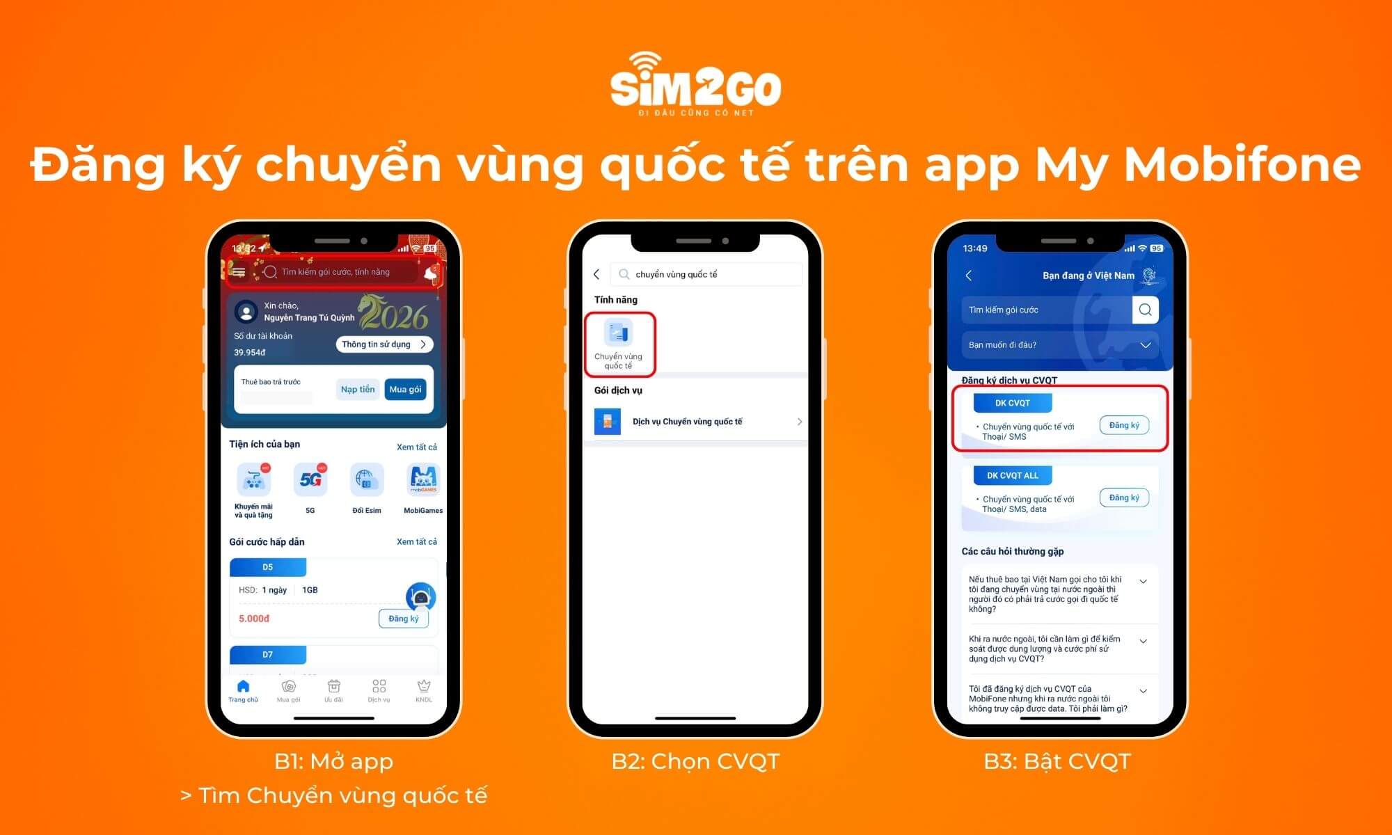 3 bước đăng ký chuyển vùng quốc tế trên app My Mobifone