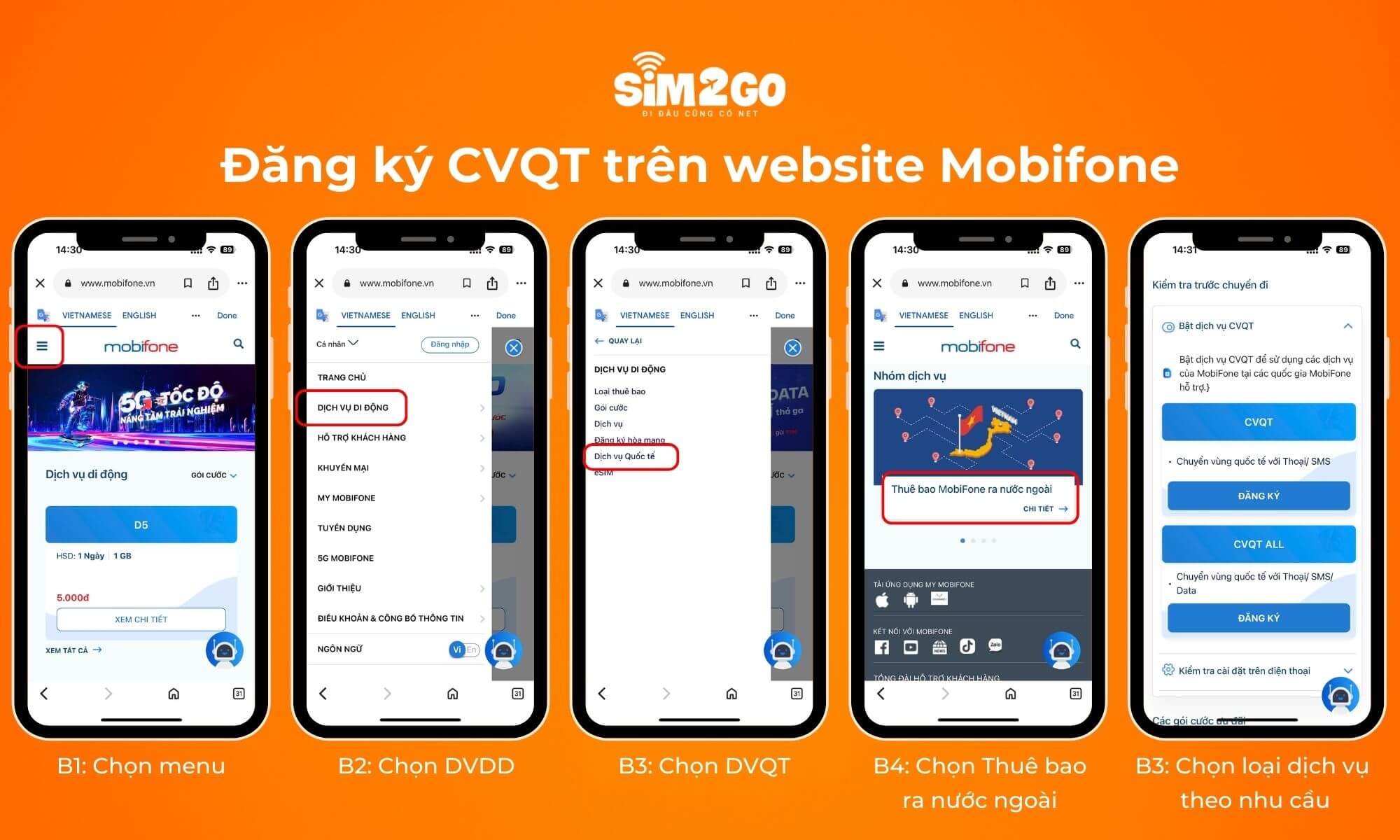 5 bước đăng ký chuyển vùng quốc tế qua website MobiFone