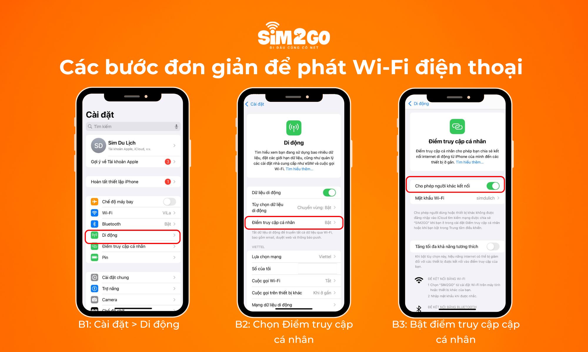 Các bước đơn giản để phát Wi-Fi điện thoại