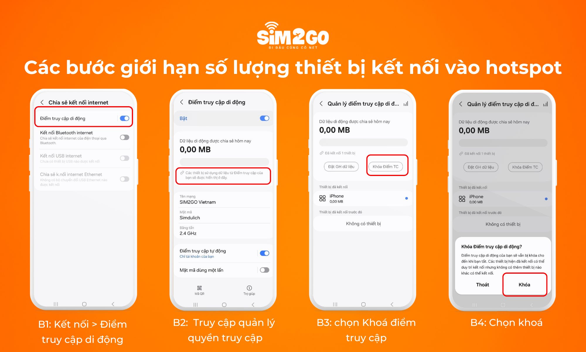 Các bước giới hạn số lượng thiết bị kết nối vào hotspot