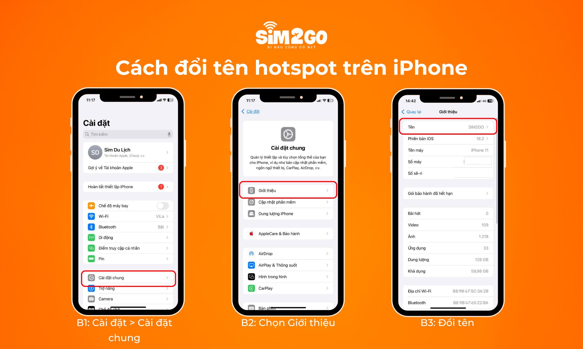 Cách đổi tên hotspot trên iPhone