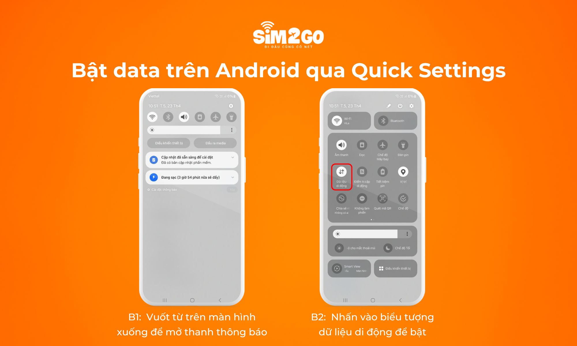Hướng dẫn bật nhanh data trên Android qua Quick Settings