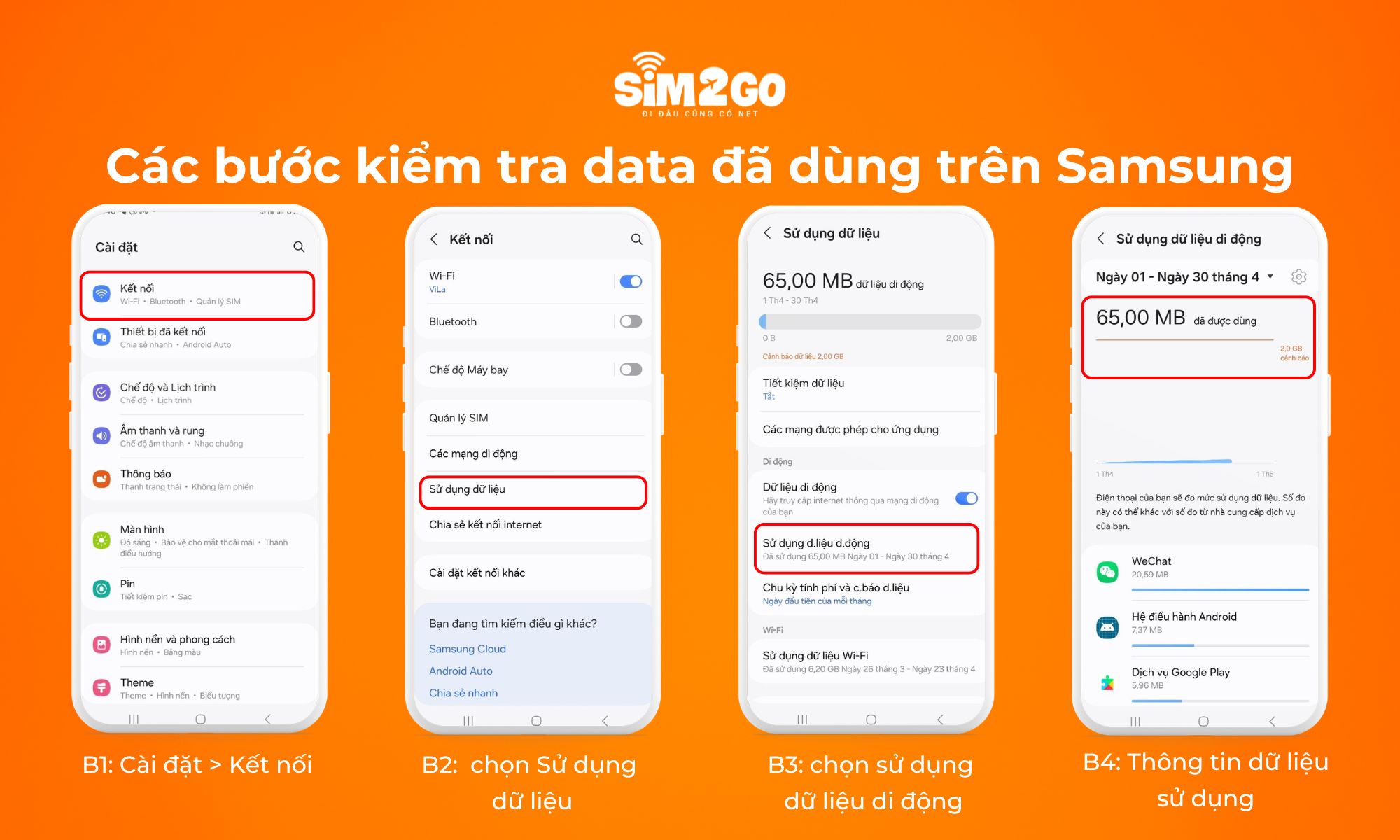 Hướng dẫn chi tiết các bước kiểm tra data đã dùng trên Samsung