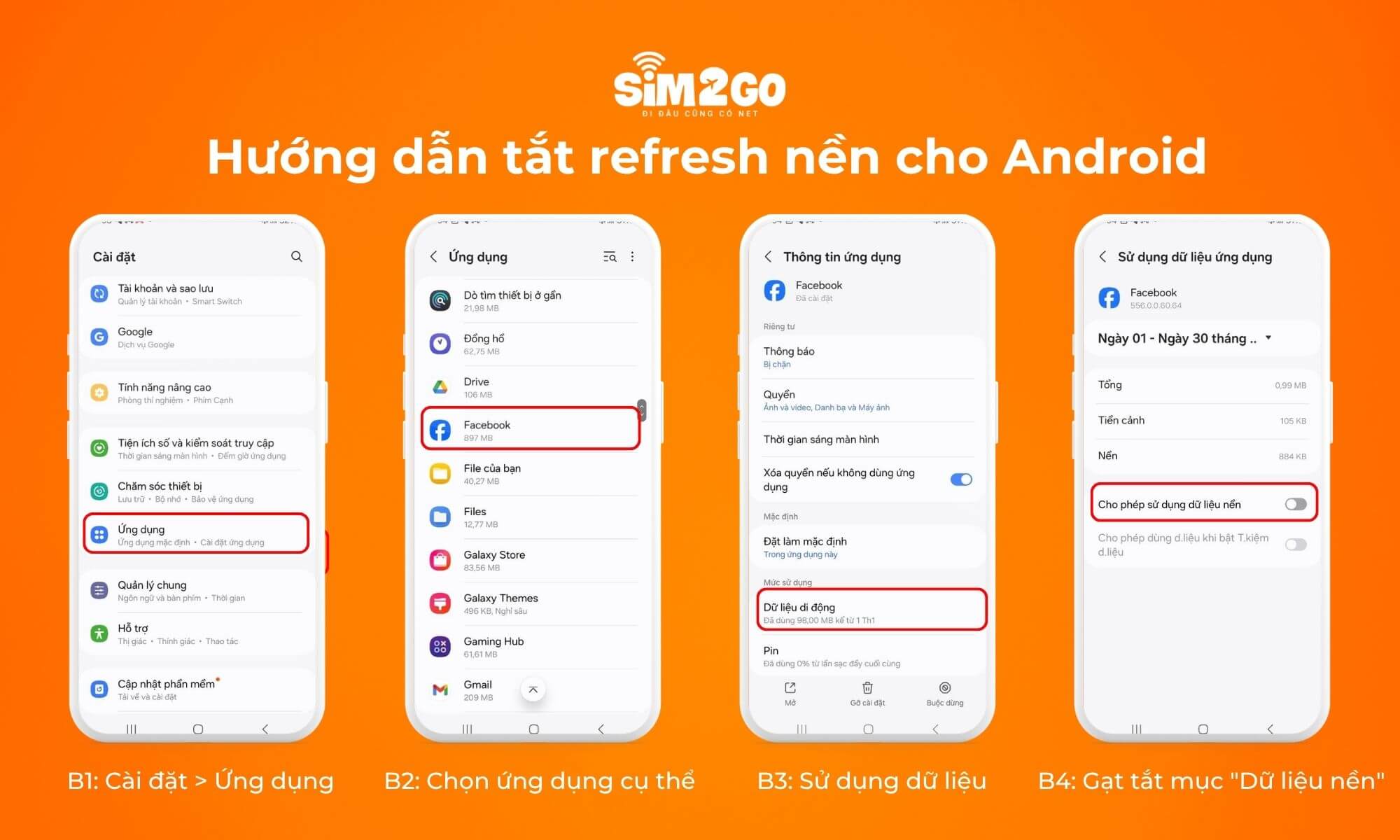 Hướng dẫn tắt refresh nền cho Android