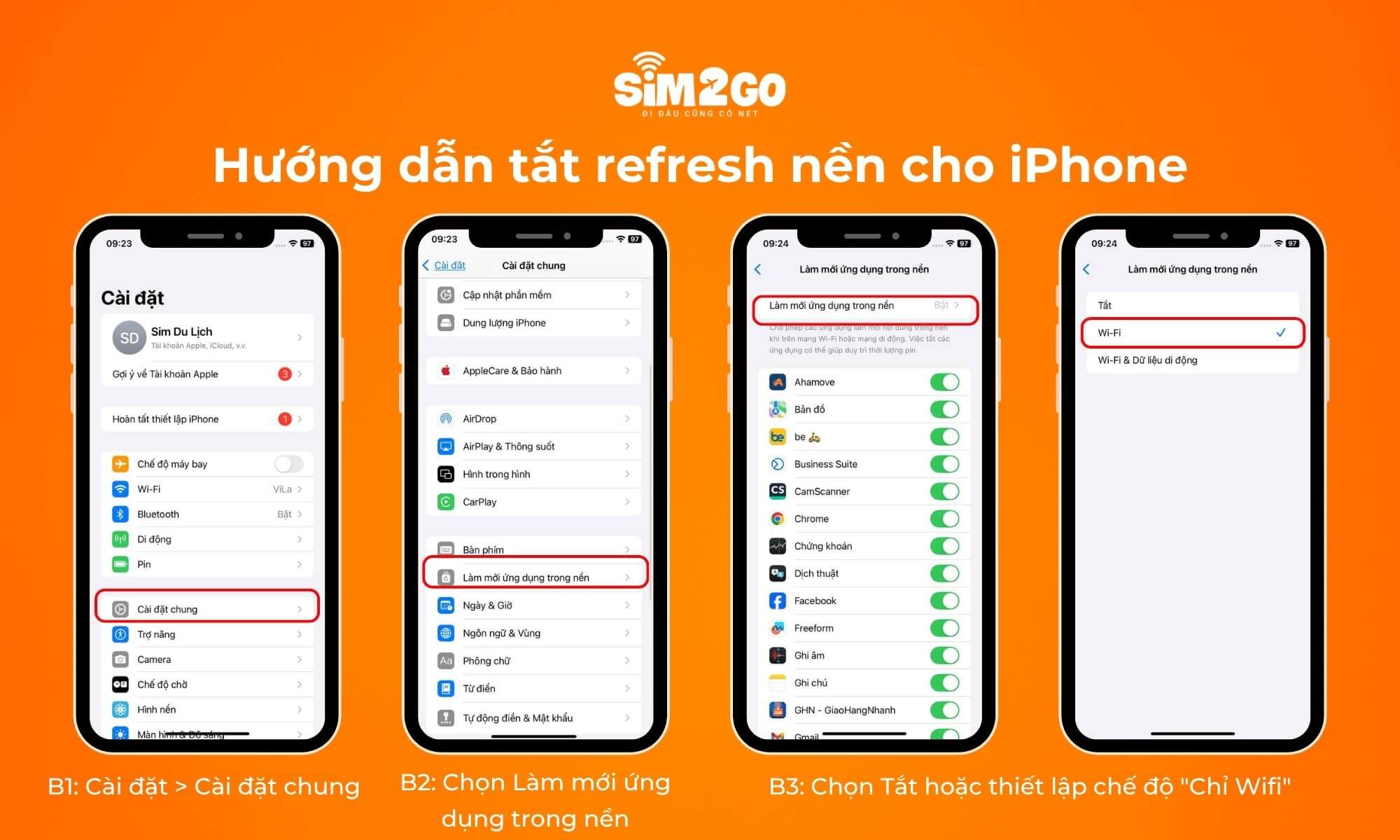 Hướng dẫn tắt refresh nền cho iPhone