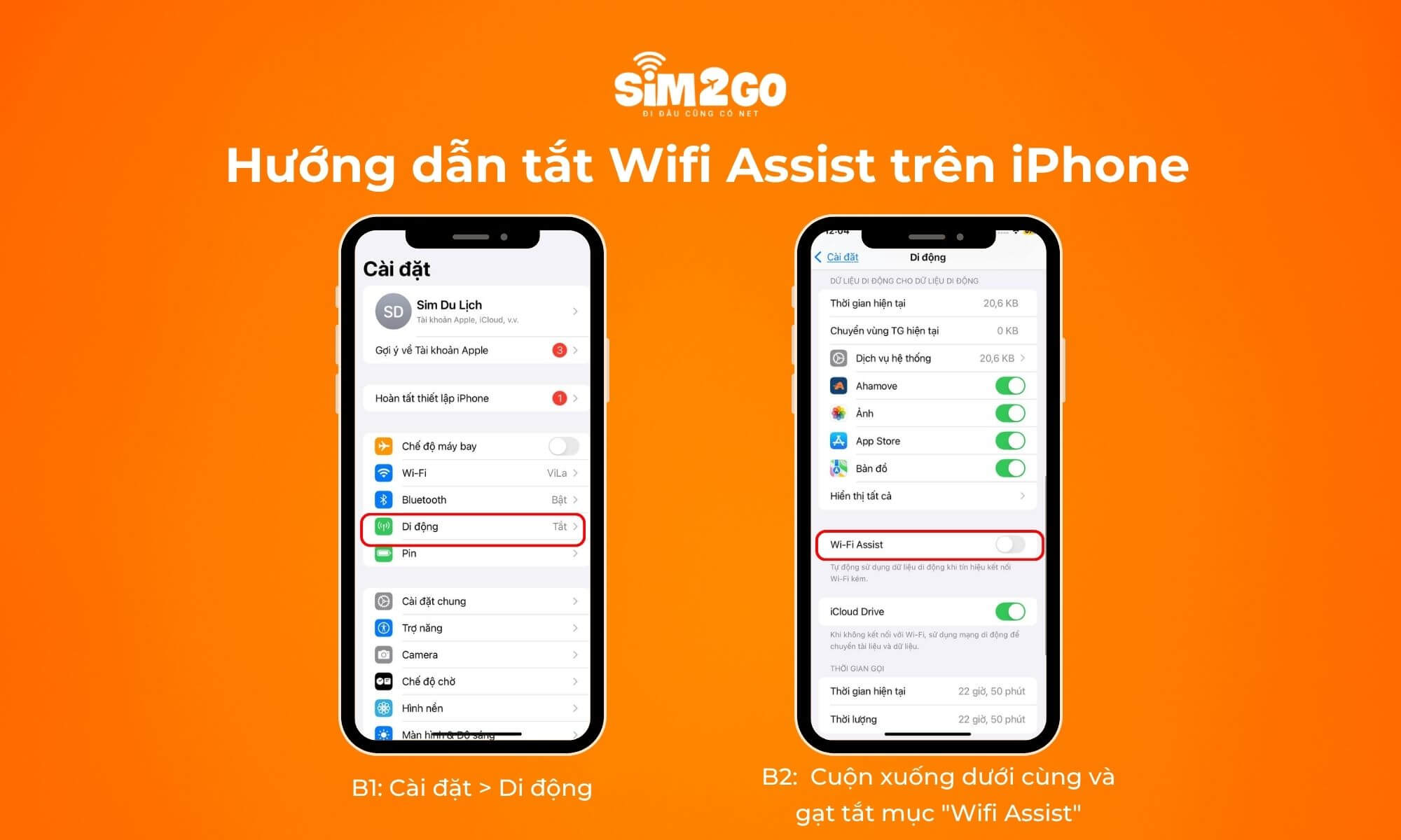 Hướng dẫn tắt Wifi Assist trên iPhone