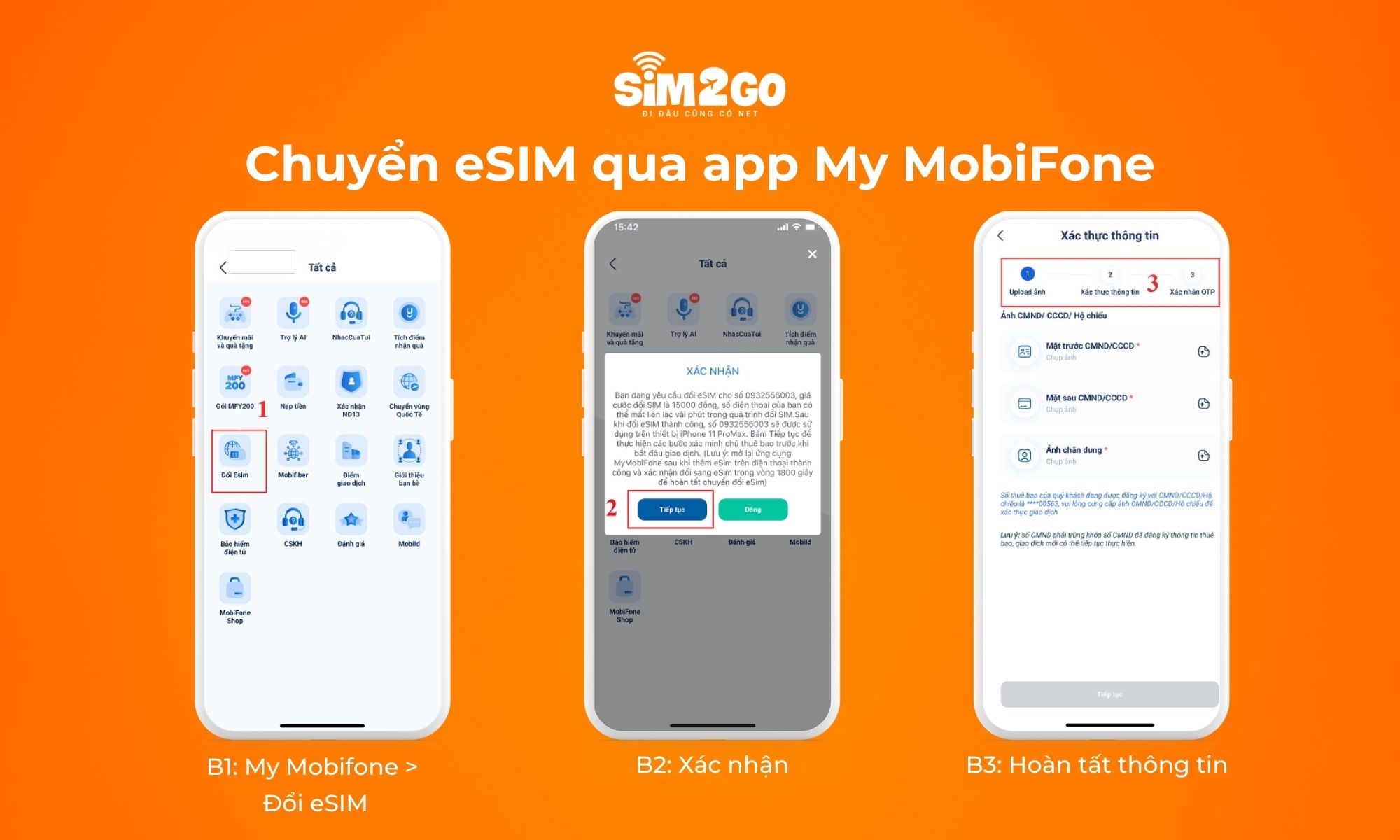 5 bước chuyển eSIM qua app My MobiFone