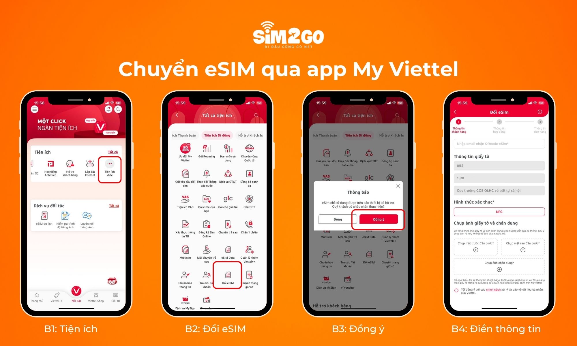 6 bước chuyển eSIM qua app My Viettel