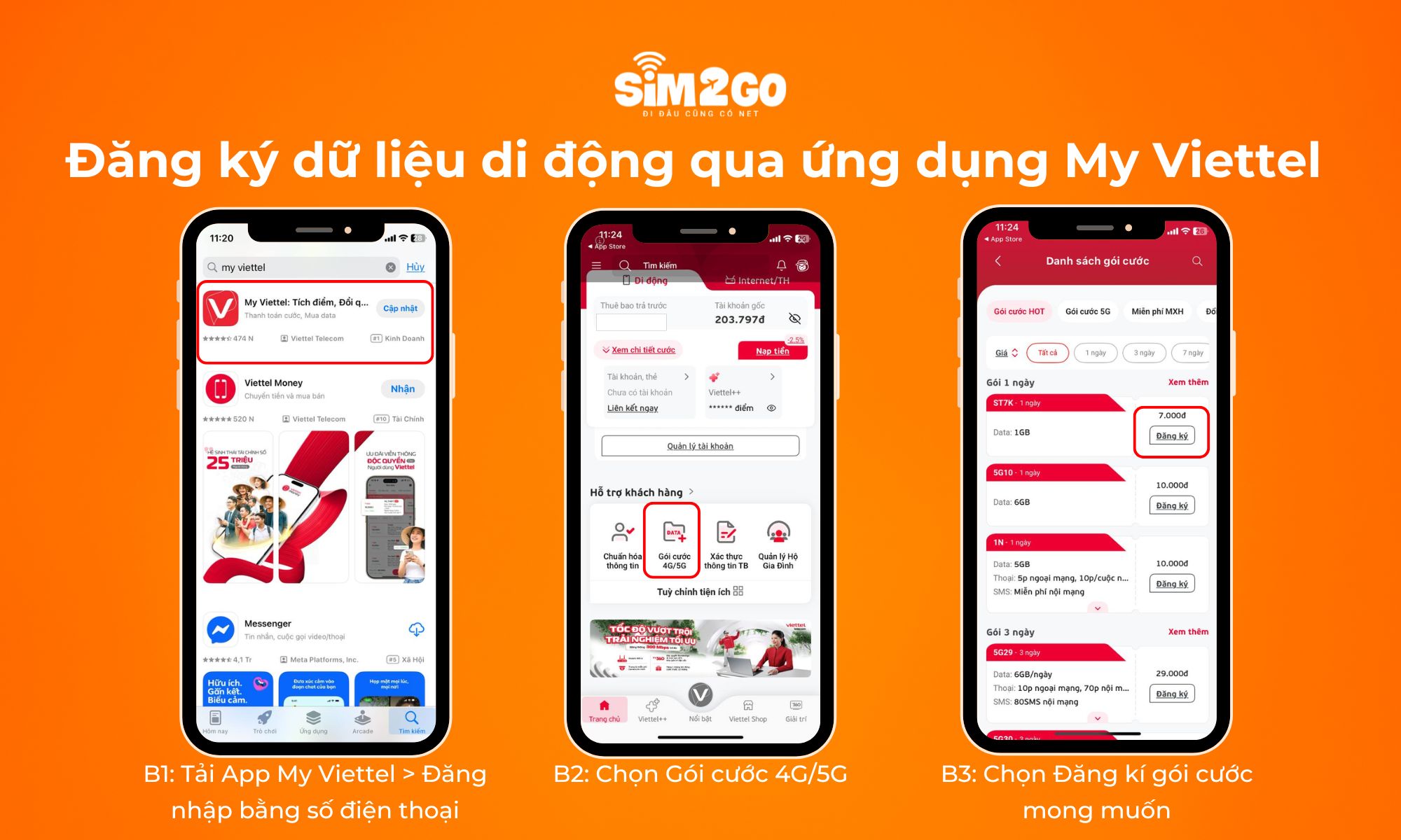 Các bước đăng ký dữ liệu di động qua ứng dụng My Viettel