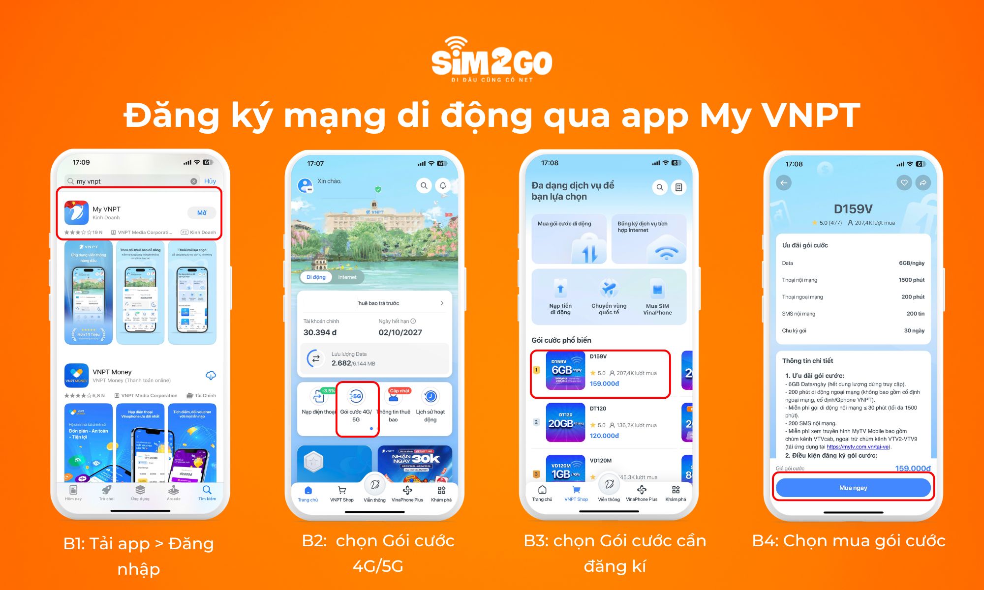 Các bước đăng ký qua app My VNPT