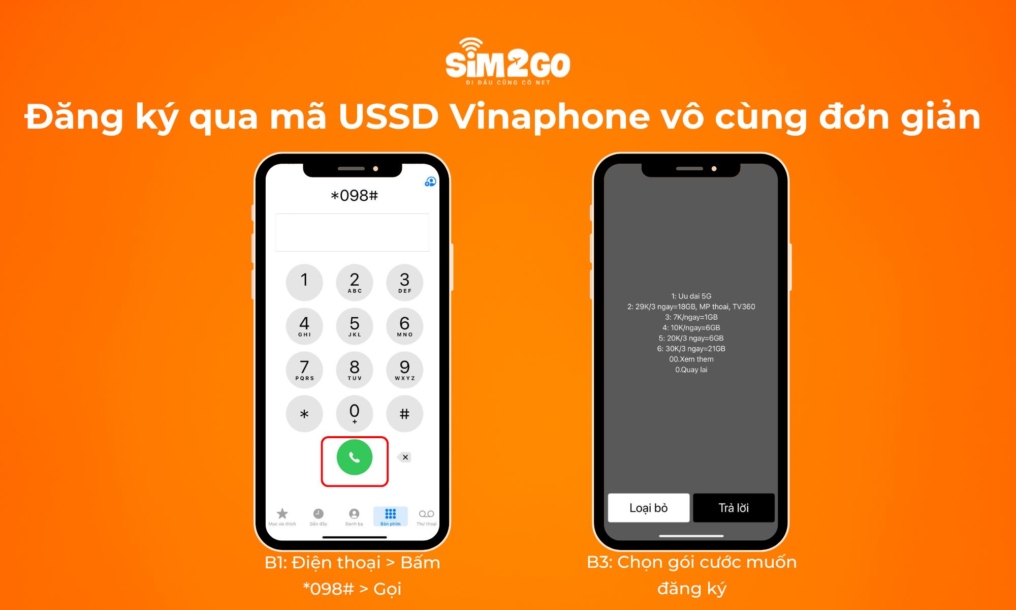 Các bước đăng ký qua mã USSD Vinaphone vô cùng đơn giản