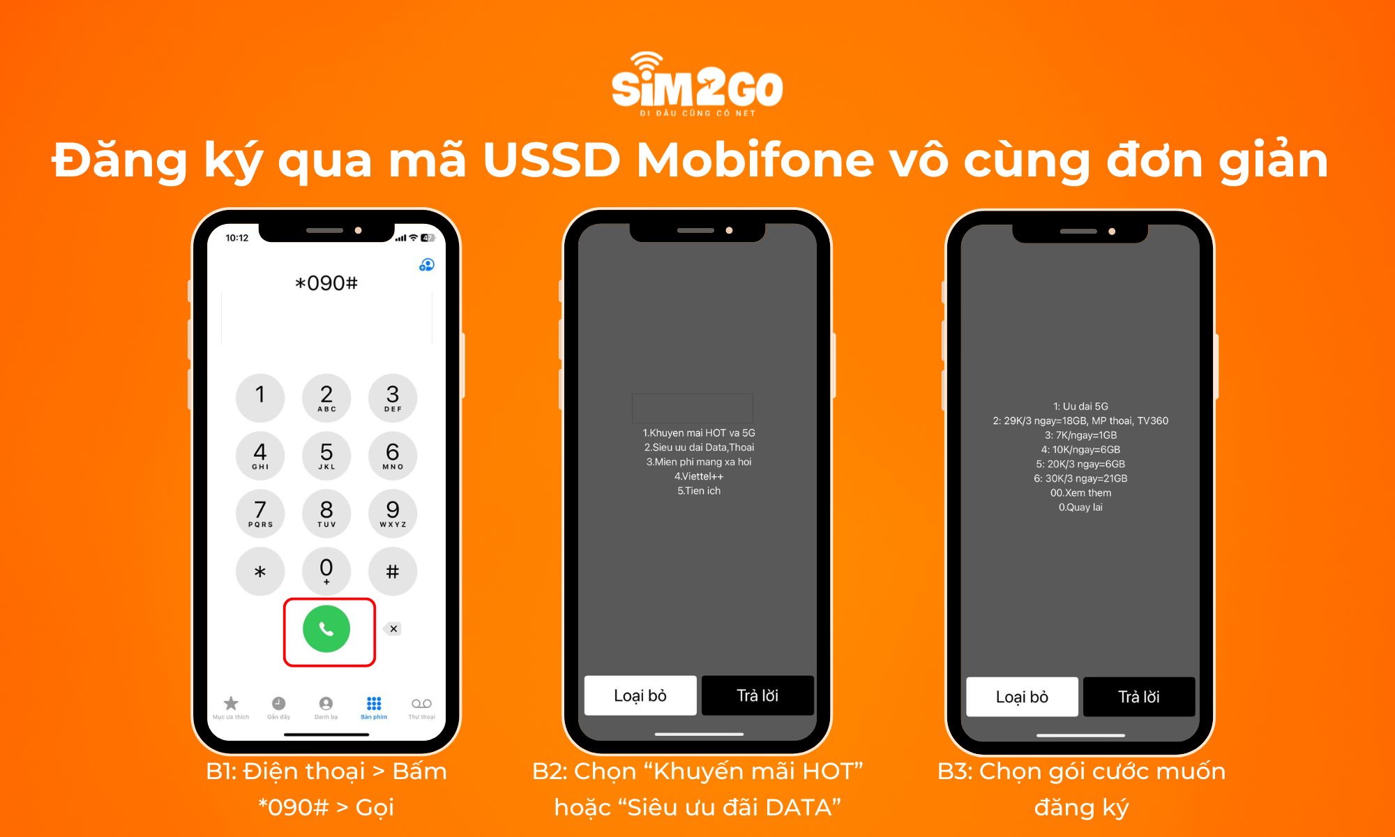Các bước đăng ký qua mã USSD mobifone vô cùng đơn giản