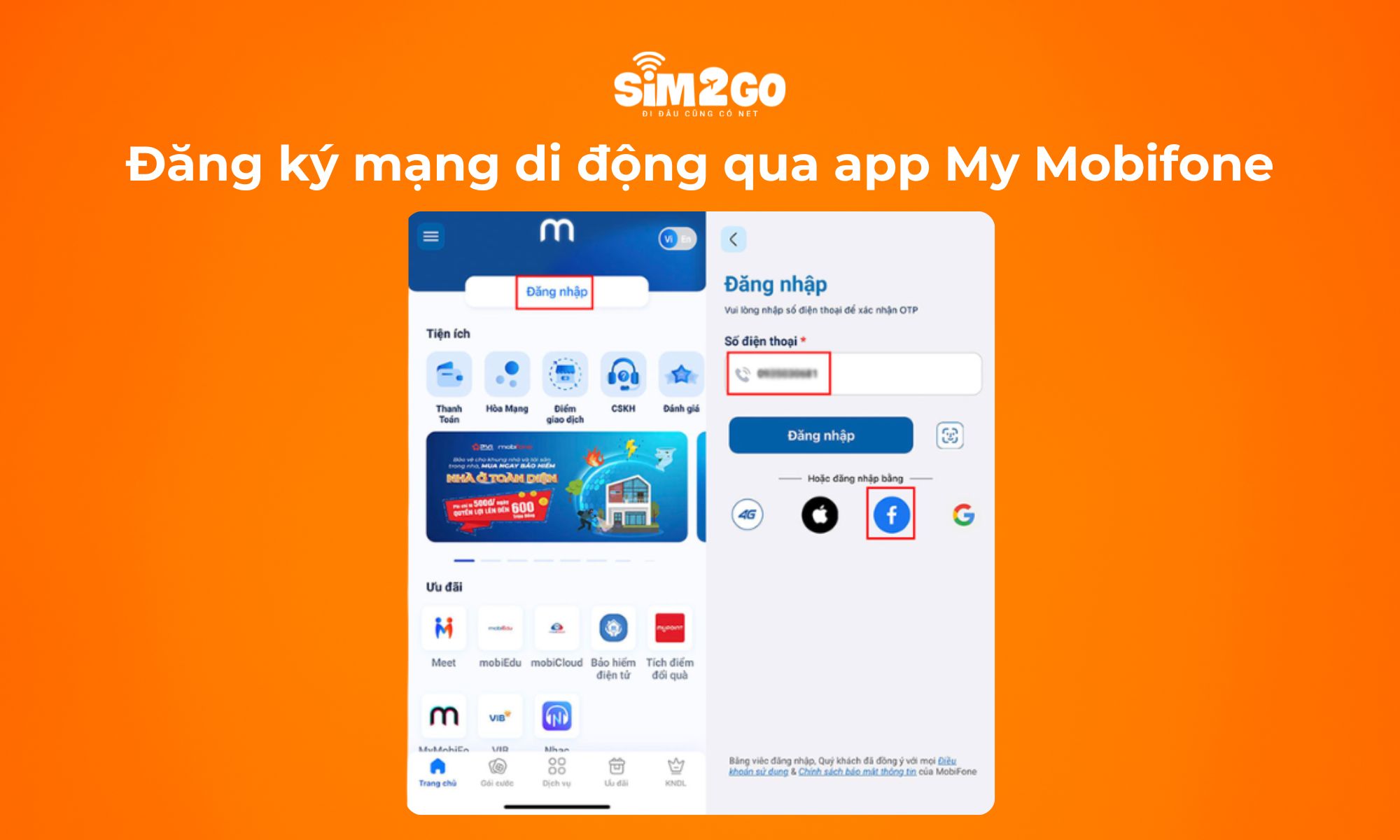 Các bước đăng ký qua ứng dụng My Mobifone