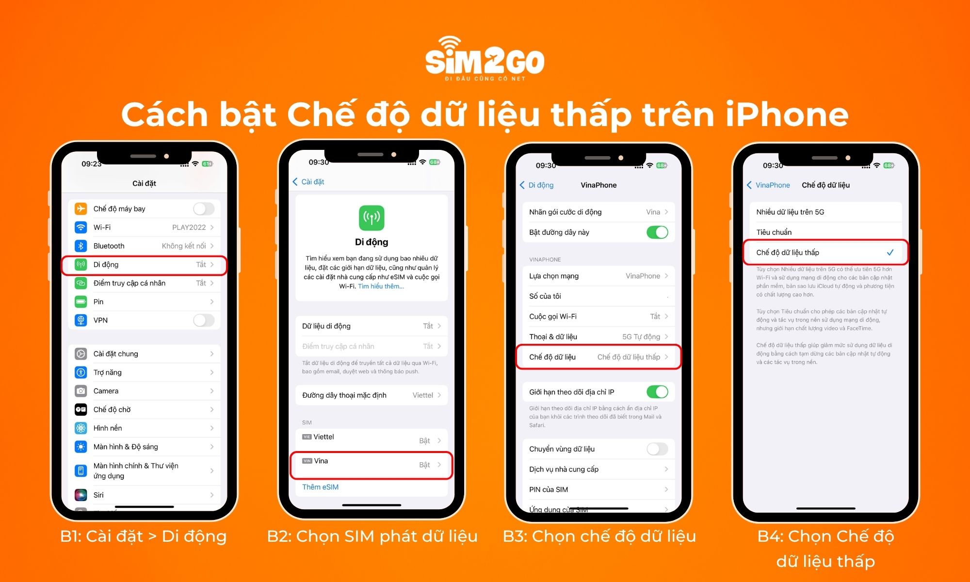 Cách bật chế độ dữ liệu thấp (Low Data Mode) trên iPhone có từ 2 SIM