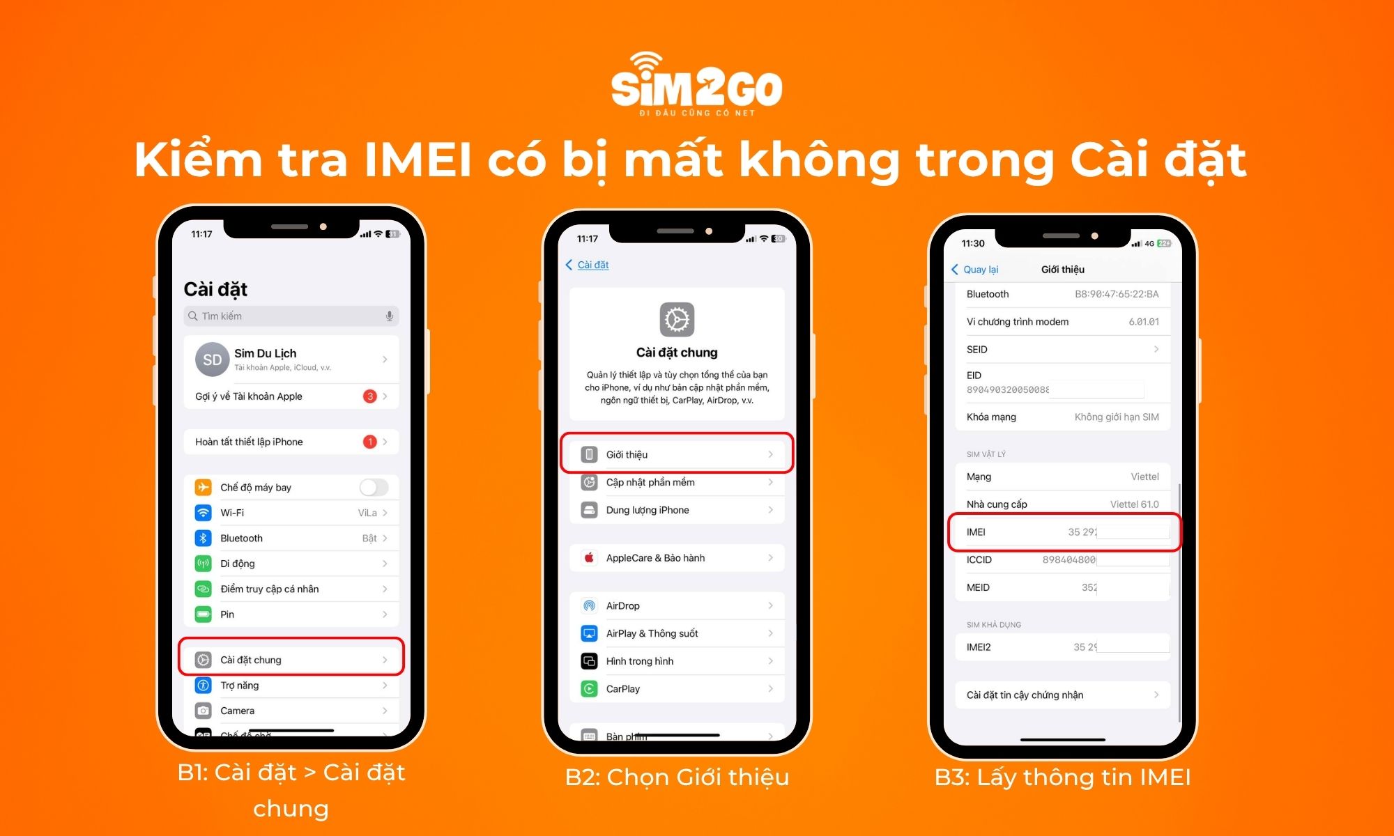 Cách kiểm tra IMEI có bị mất không trong Cài đặt