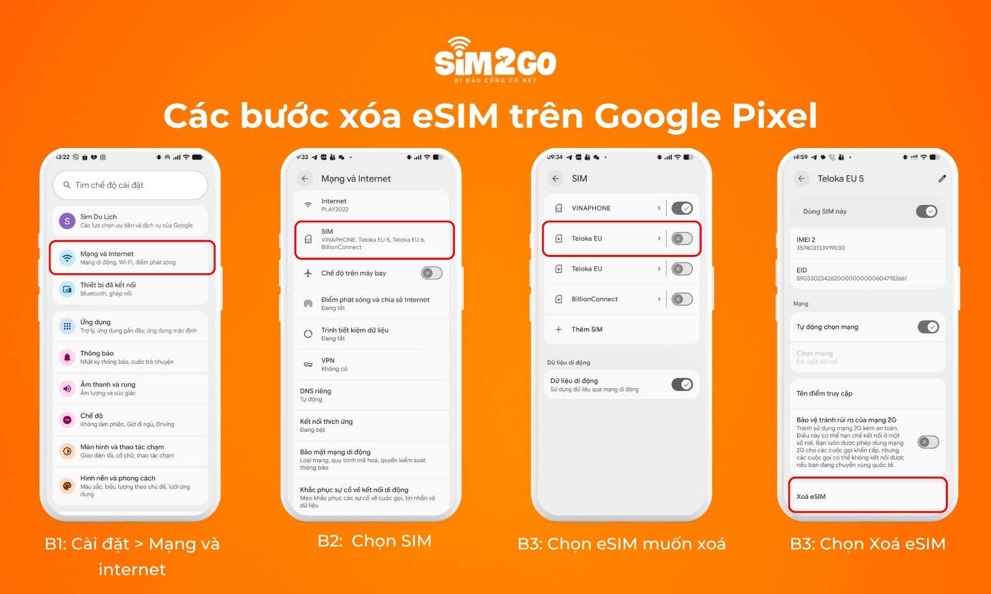 Hướng dẫn chi tiết các bước xóa eSIM trên Google Pixel
