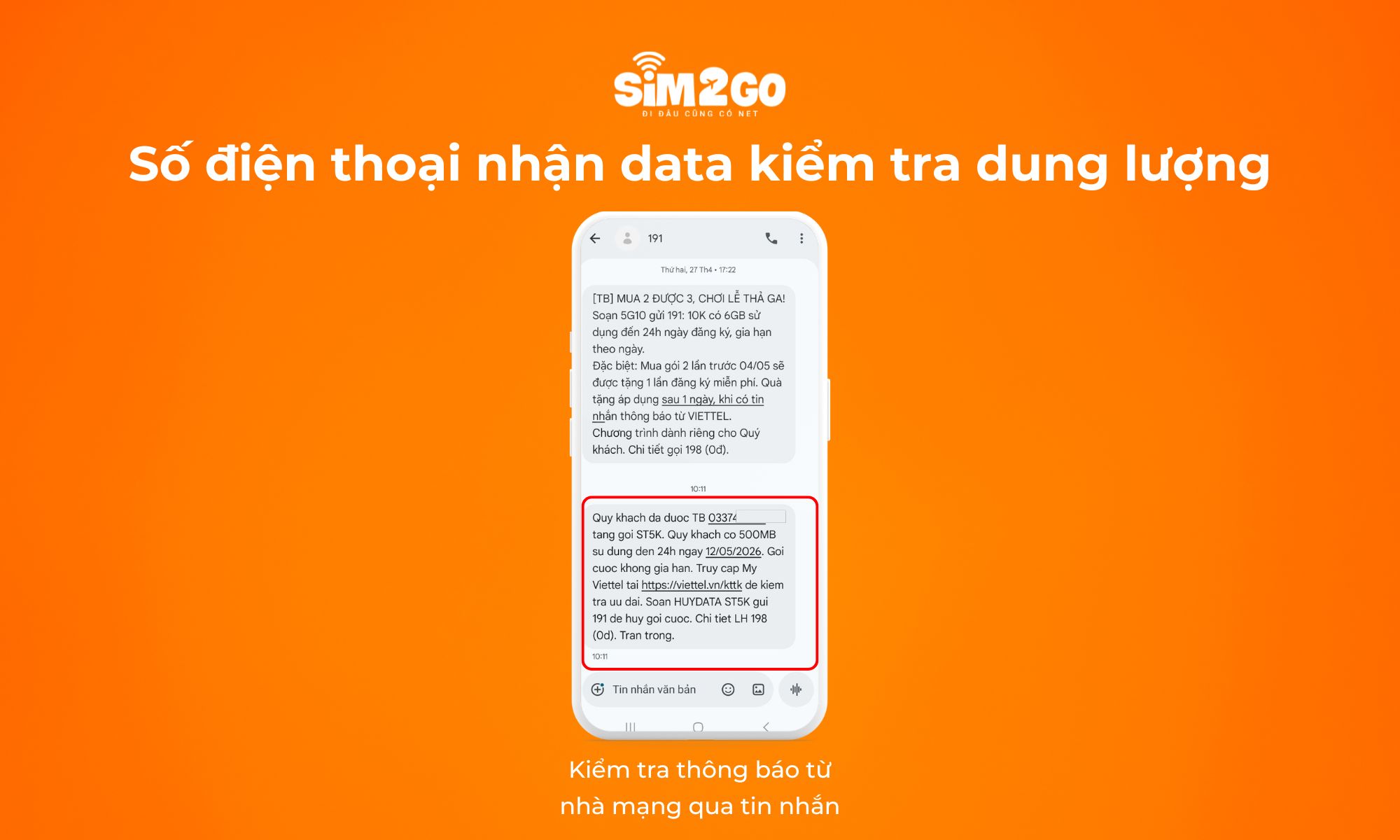 Hướng dẫn số điện thoại nhận data kiểm tra dung lượng