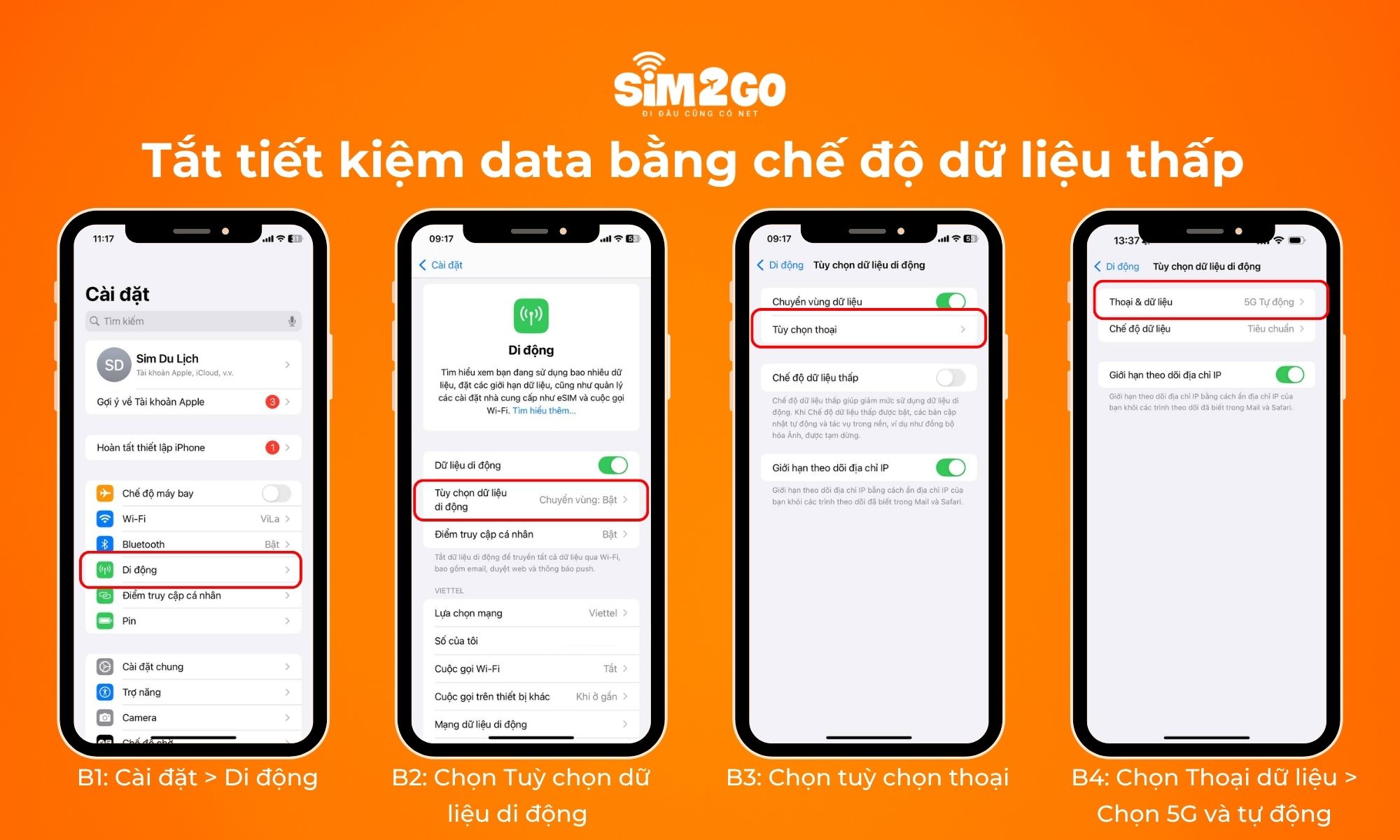Hướng dẫn tắt tiết kiệm data bằng chế độ dữ liệu thấp trên iPhone