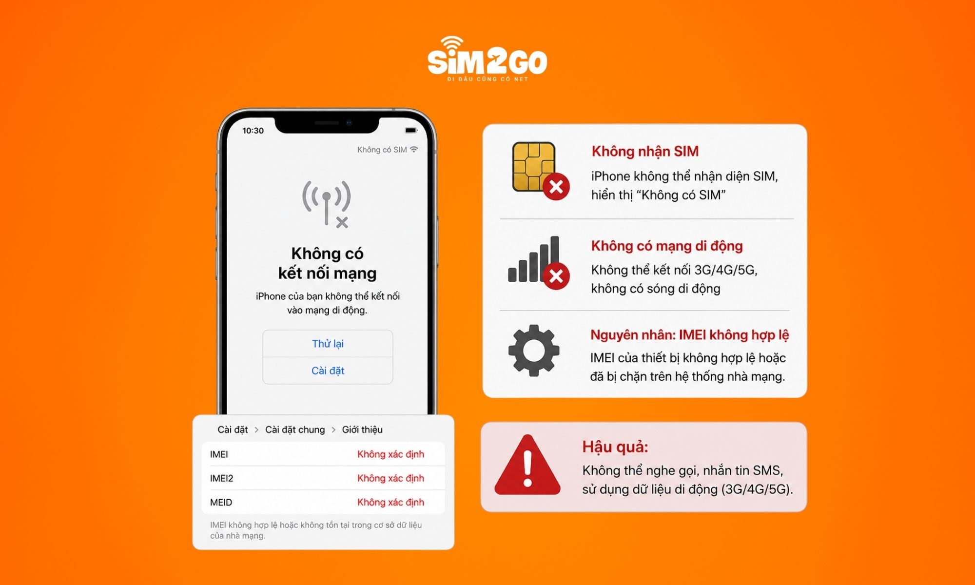 Mất IMEI khiến iPhone không thể nhận SIM và kết nối mạng di động