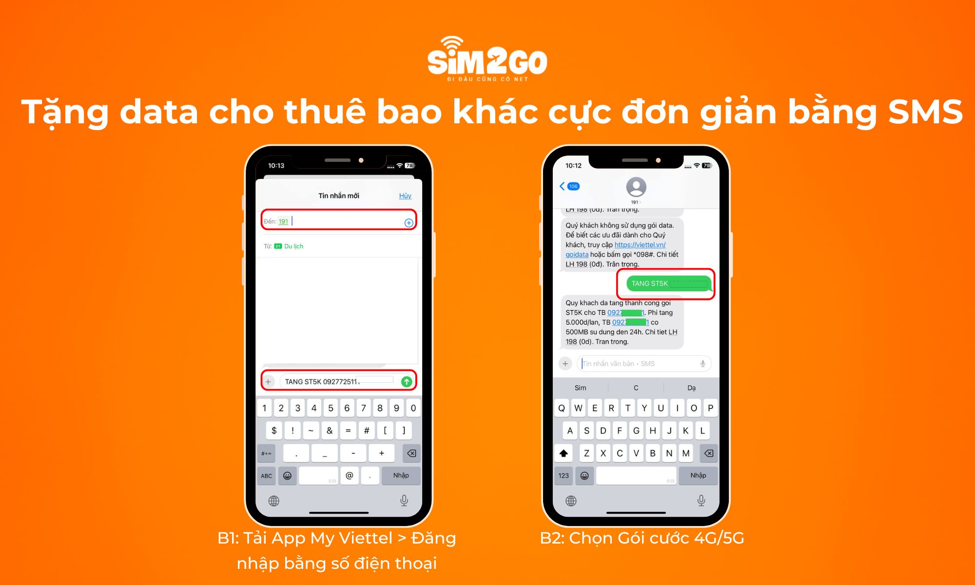 Tặng data cho thuê bao khác cực đơn giản bằng SMS