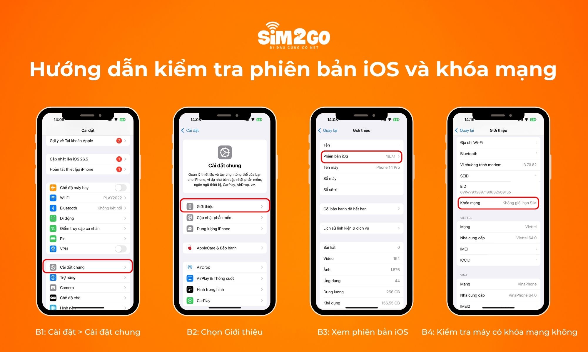 4 bước kiểm tra hệ điều hành và khóa mạng trên iPhone