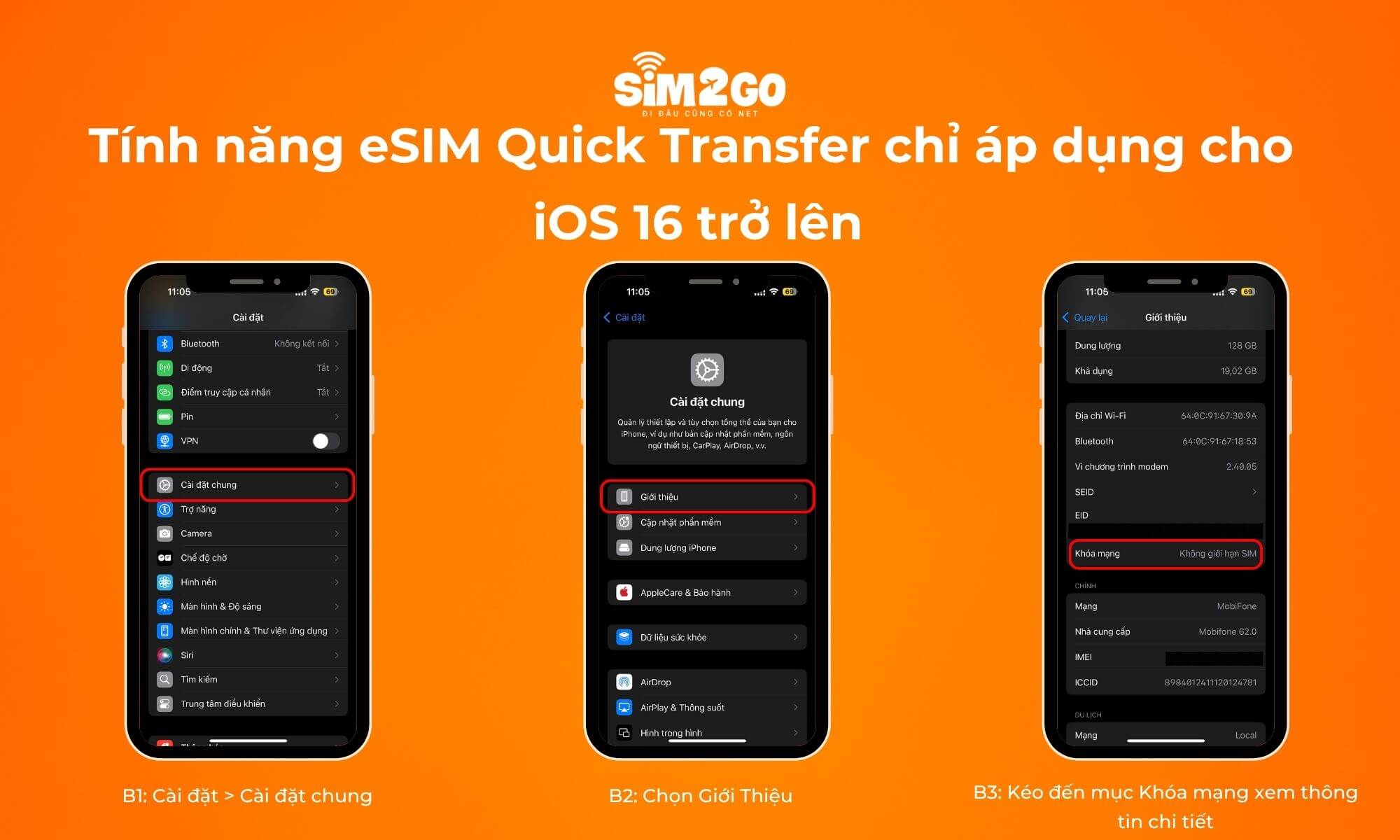 Tính năng eSIM Quick Transfer chỉ áp dụng cho iOS 16 trở lên
