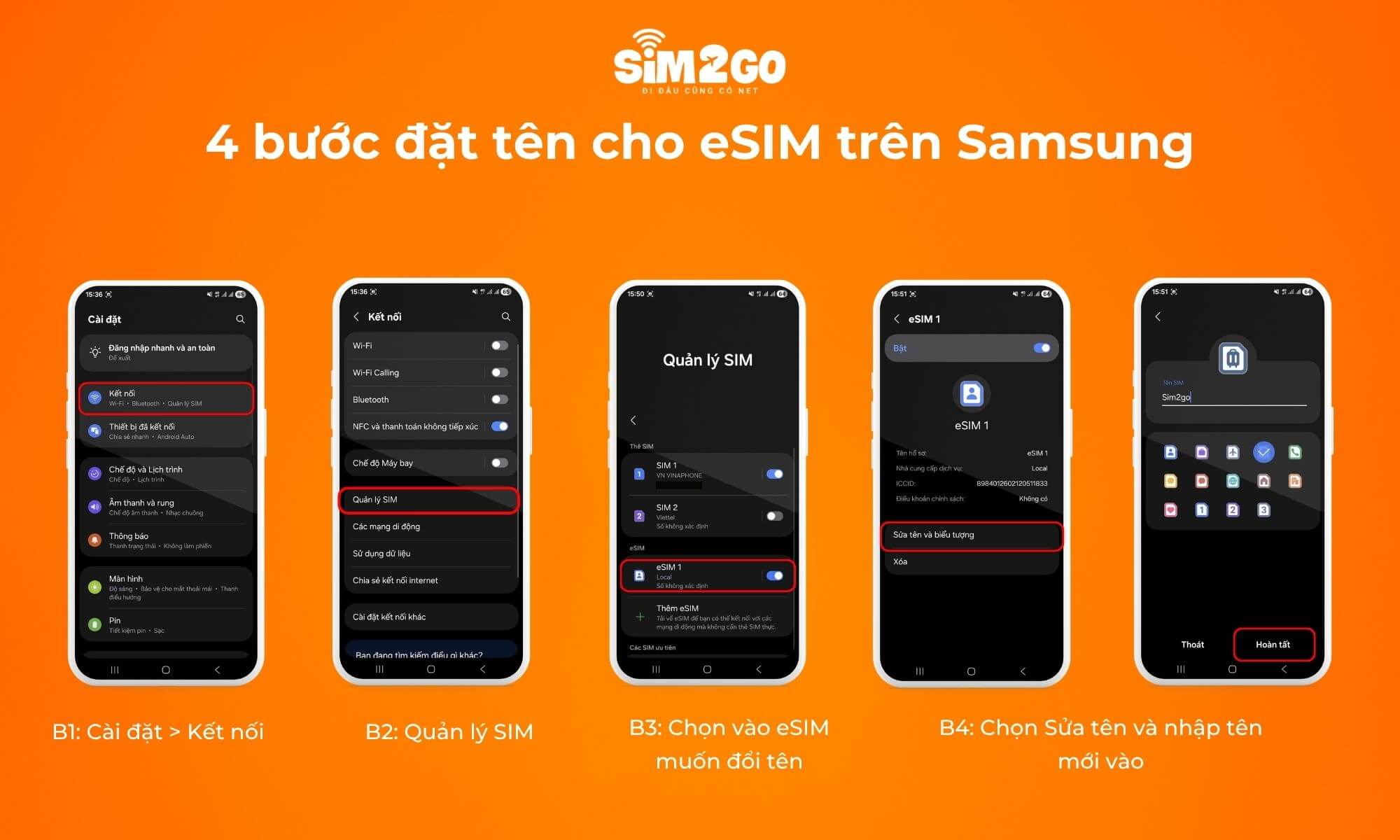4 bước đặt tên cho eSIM trên Samsung