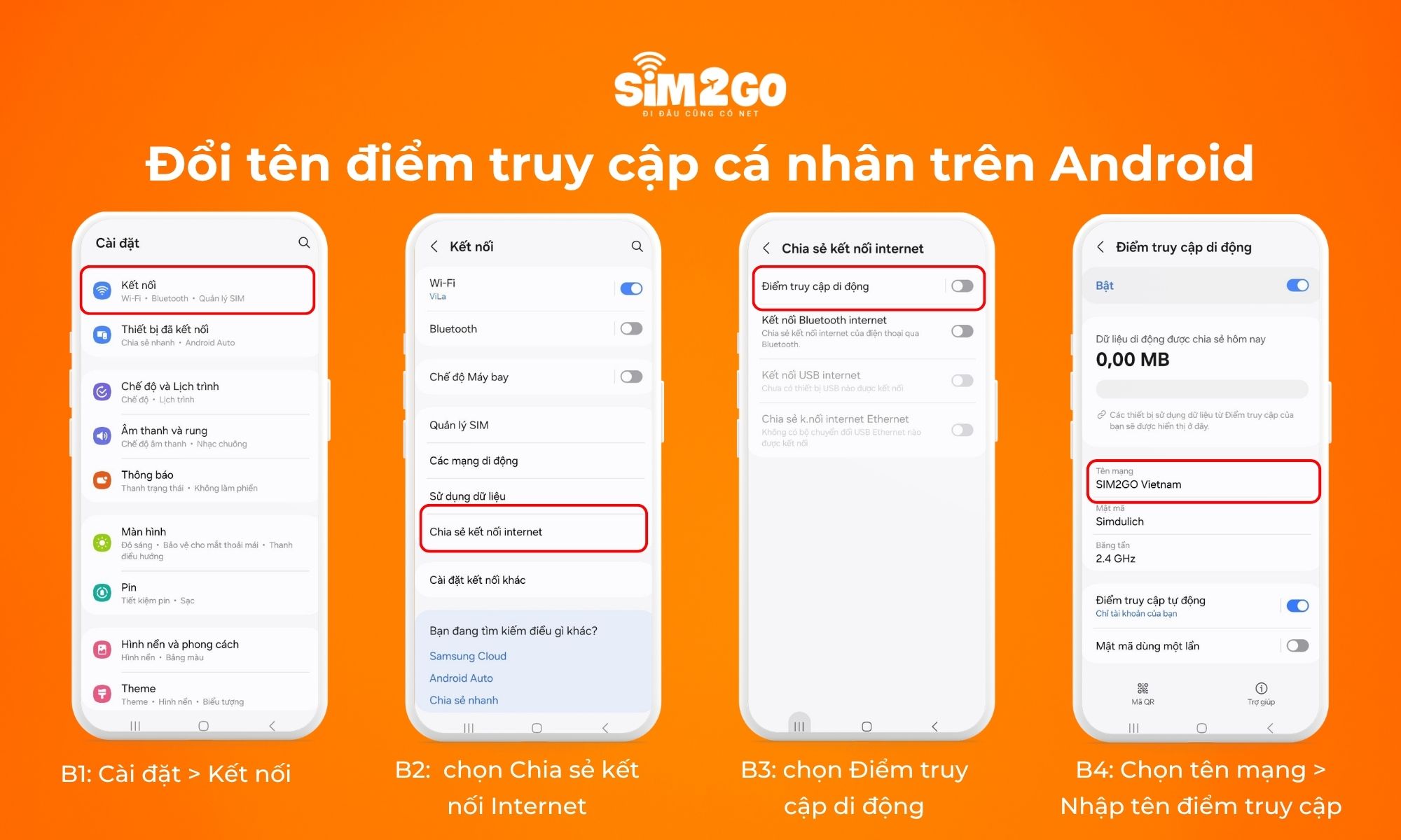 Các bước đổi tên điểm truy cập cá nhân trên Android