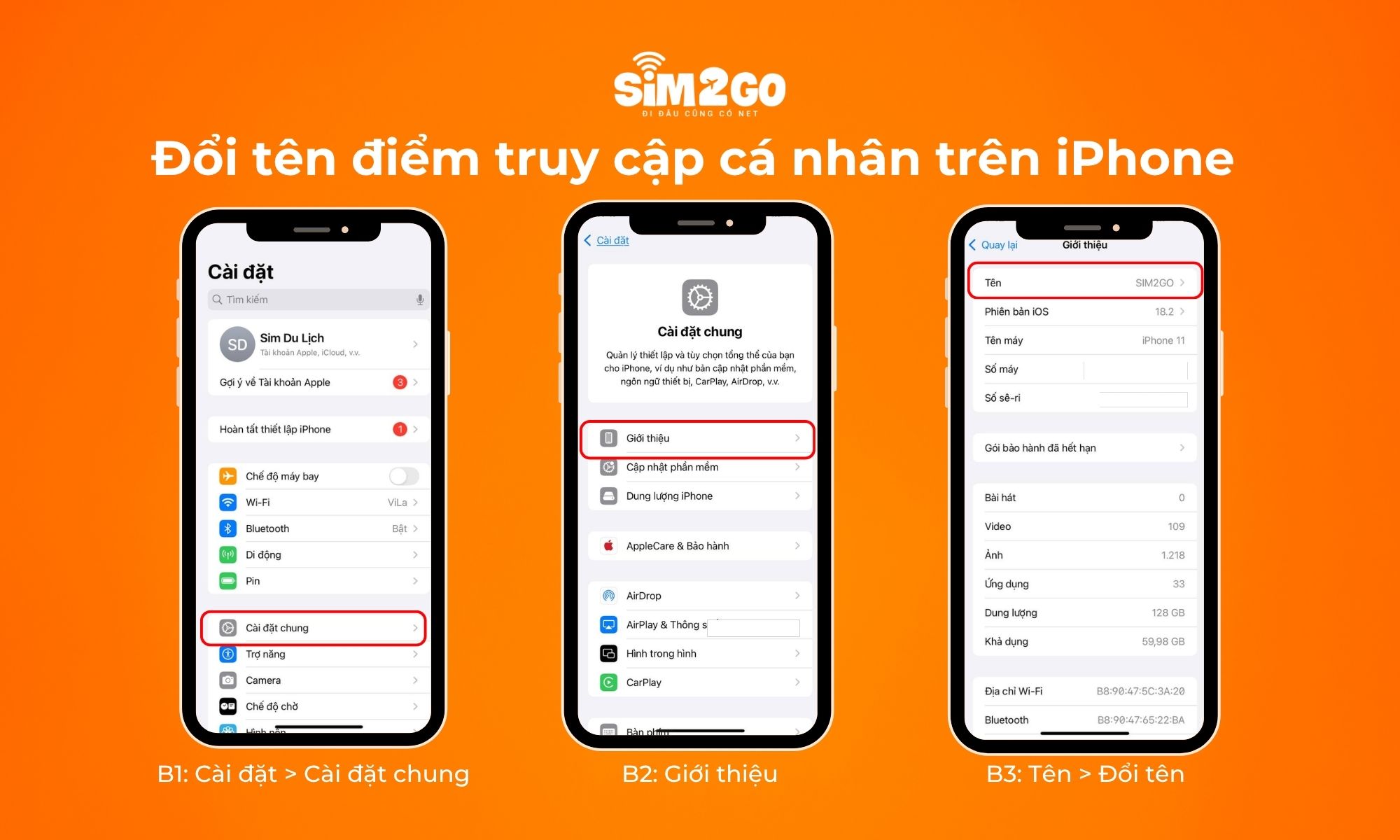 Các bước đổi tên điểm truy cập cá nhân trên iPhone