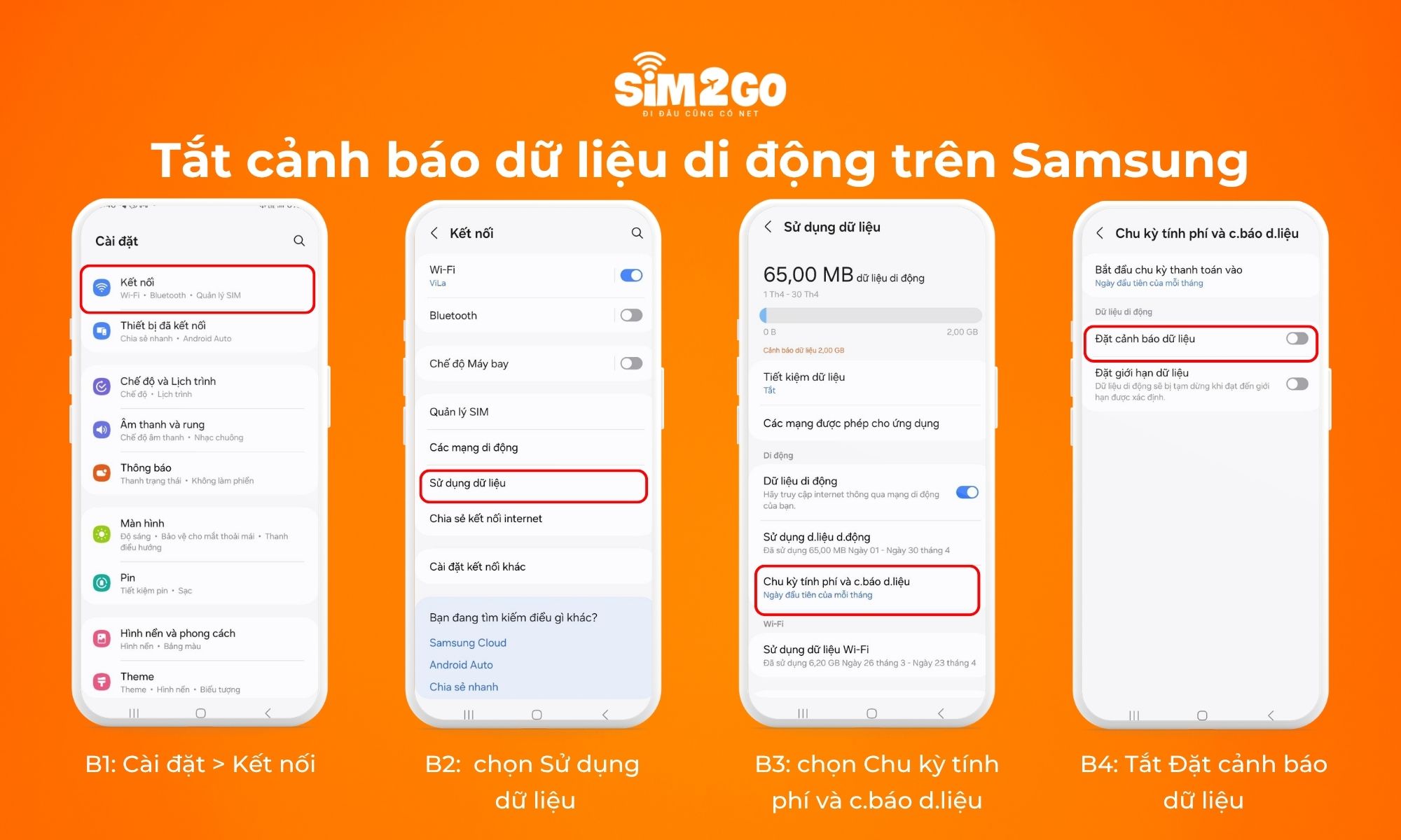 Cách tắt cảnh báo dữ liệu di động trên Samsung