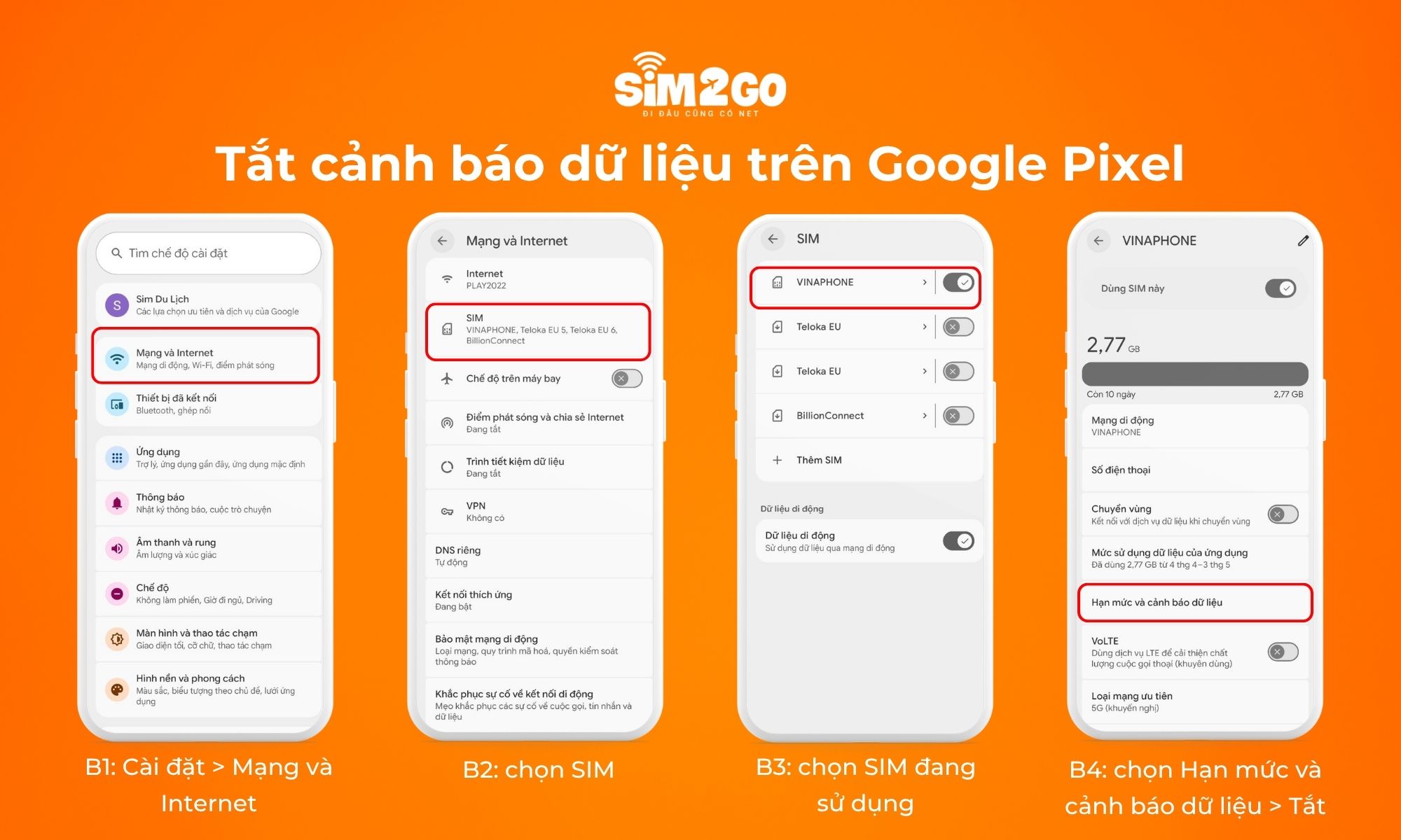 Cách tắt cảnh báo dữ liệu trên Google Pixel