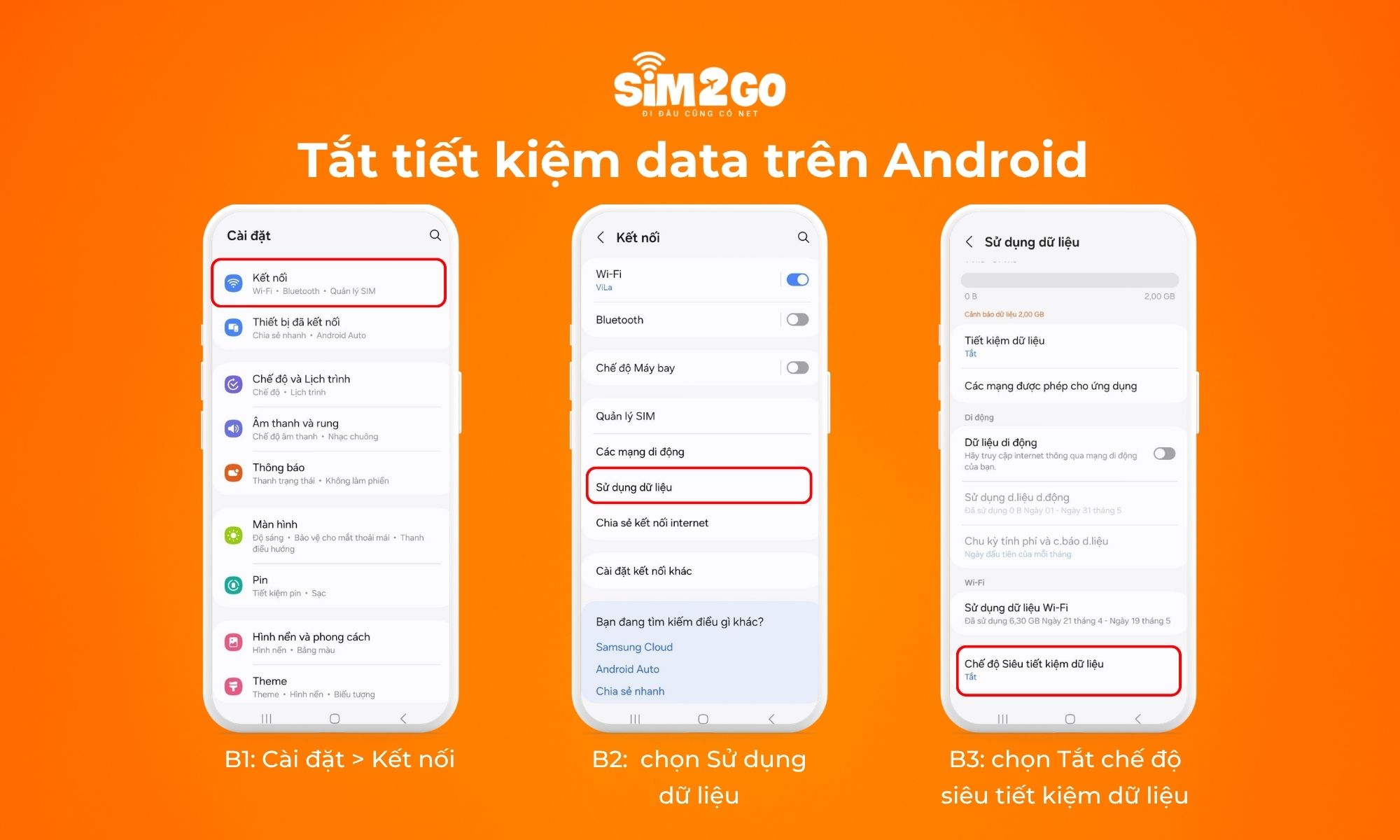 Cách tắt tiết kiệm data trên Android