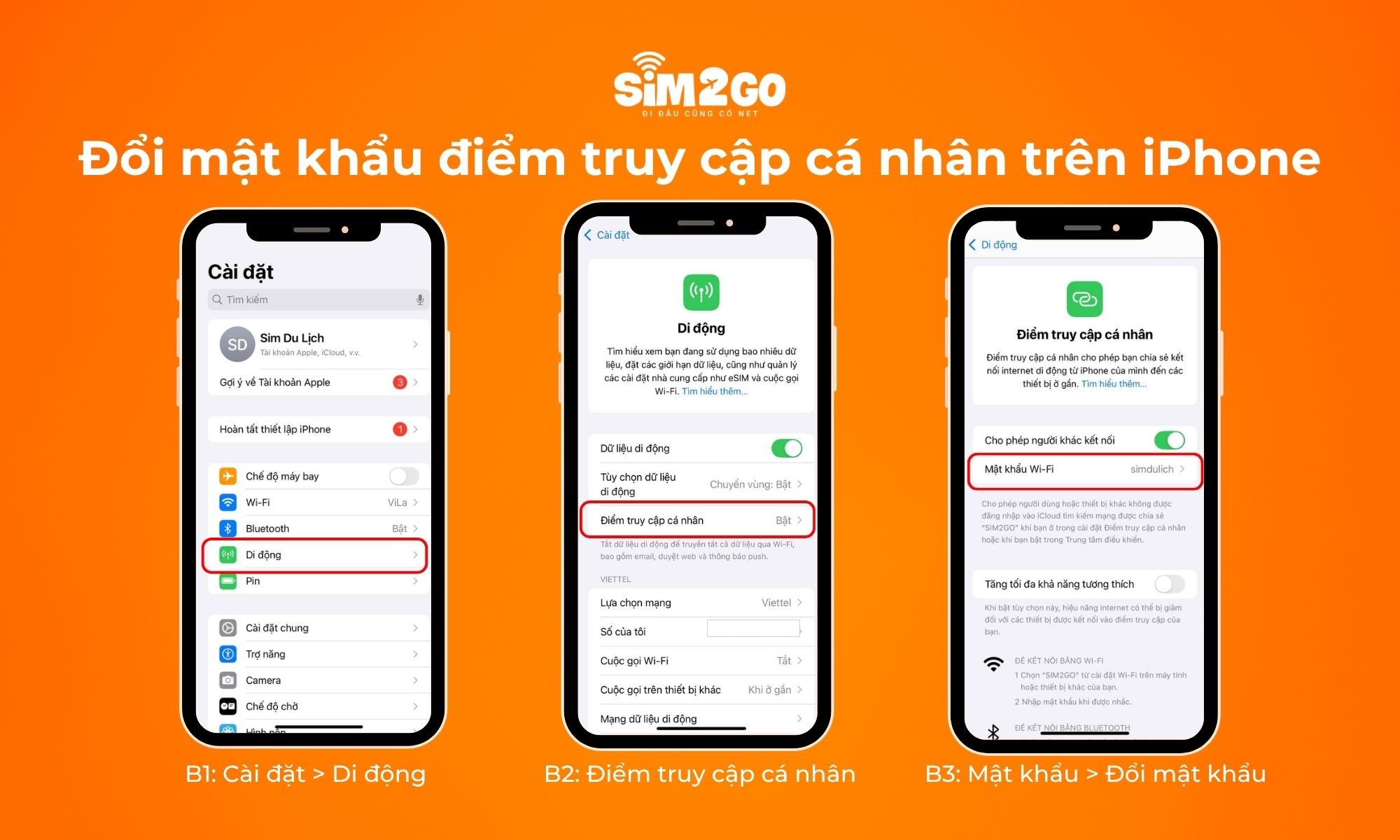 Đổi mật khẩu điểm truy cập cá nhân trên iPhone cũng rất đơn giản