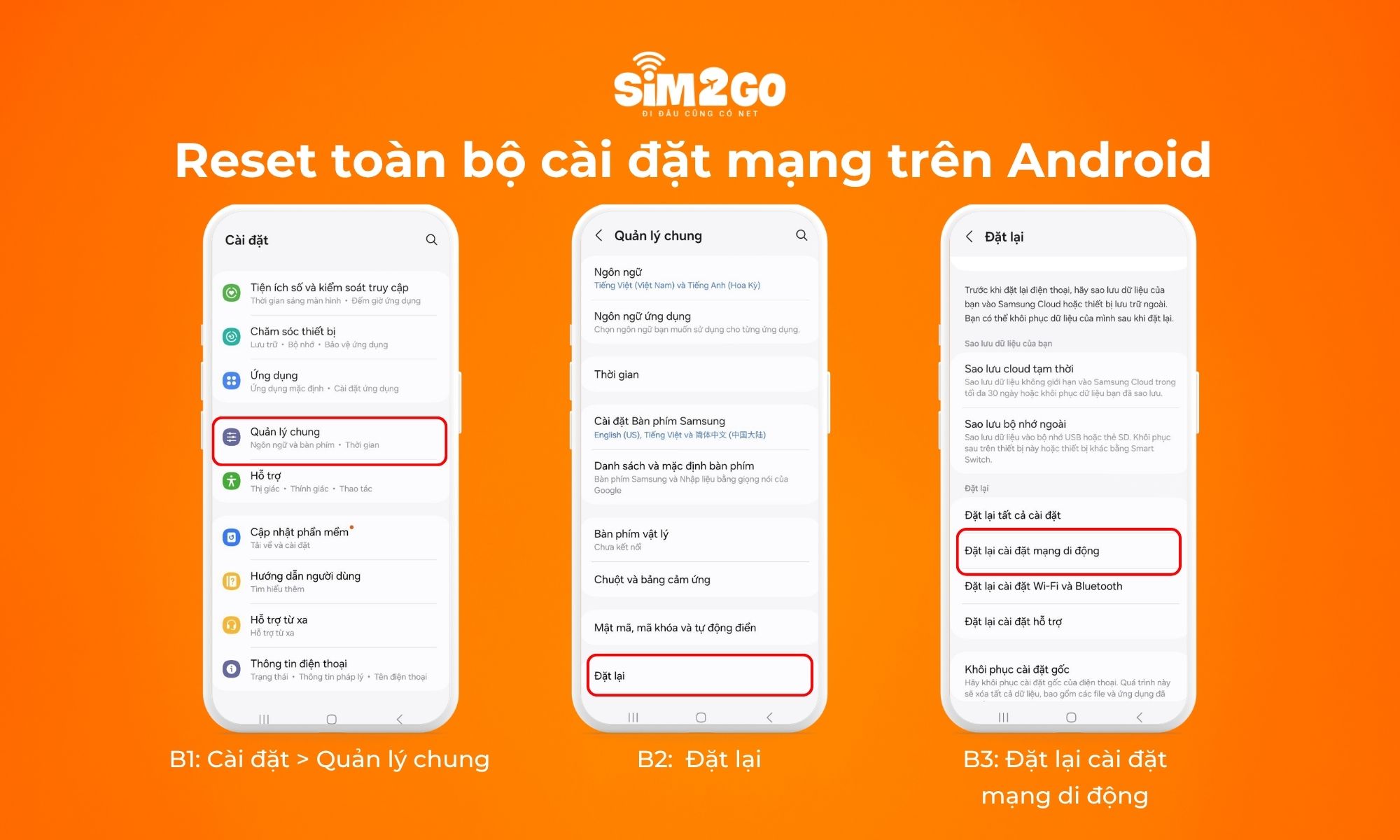 Hướng dẫn reset toàn bộ cài đặt mạng trên Android