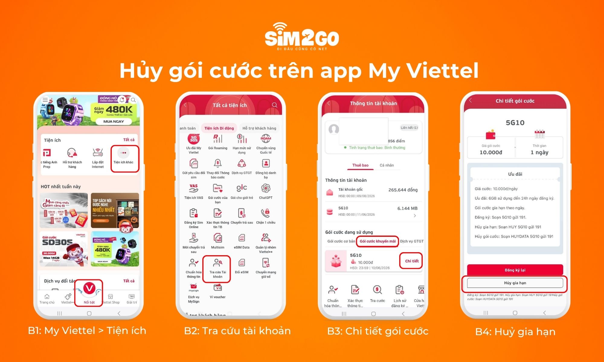Hủy gói cước trên app My Viettel vô cùng đơn giản chỉ với vài bước