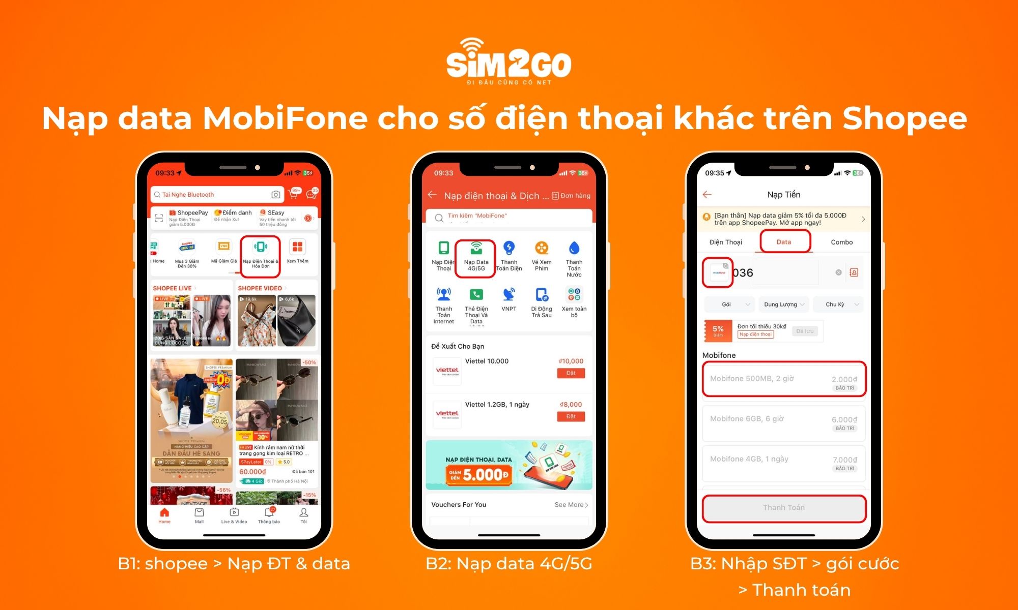Nạp data MobiFone cho số điện thoại khác nhanh chóng trên Shopee
