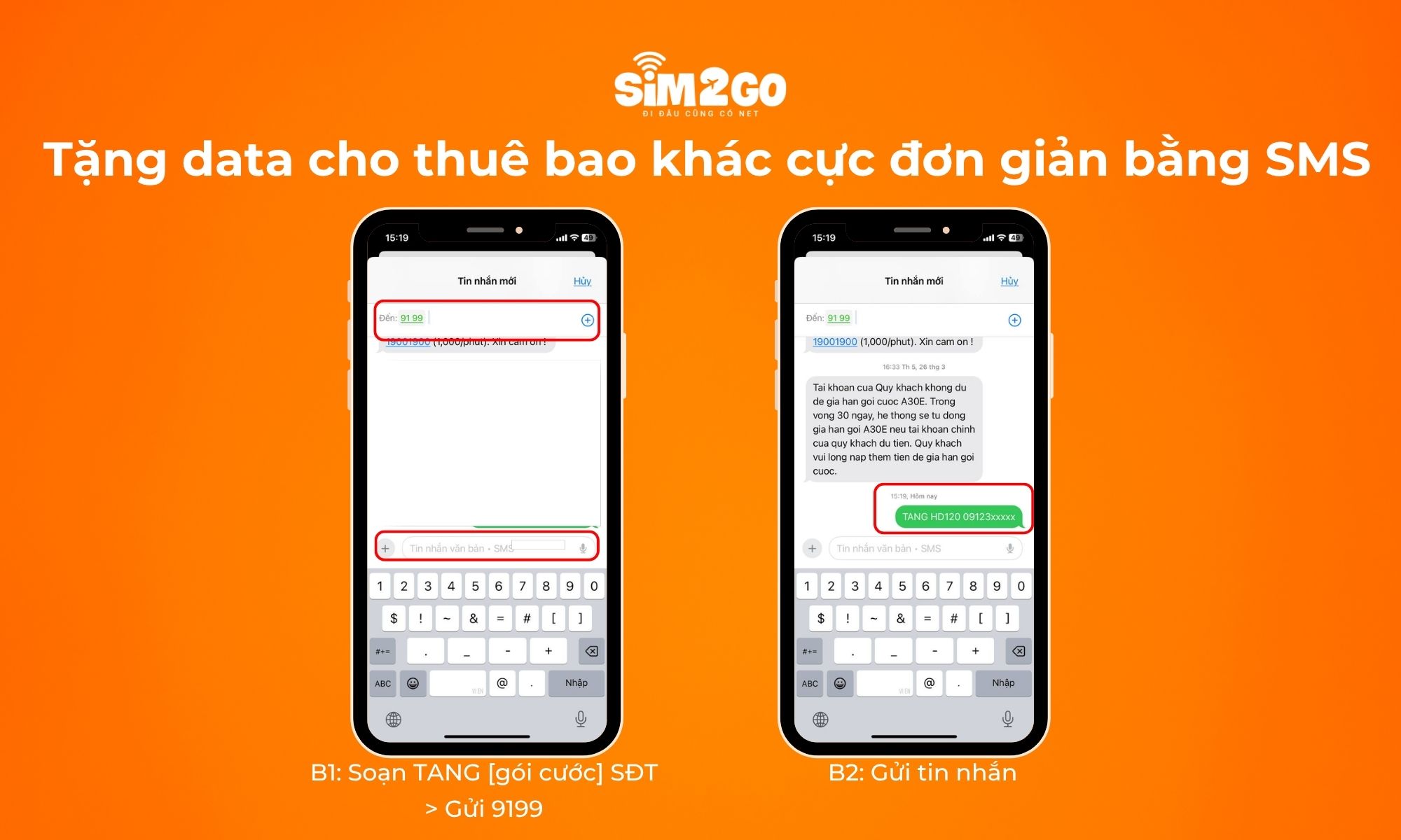 Soạn SMS với cú pháp và xác nhận thành công từ hệ thống