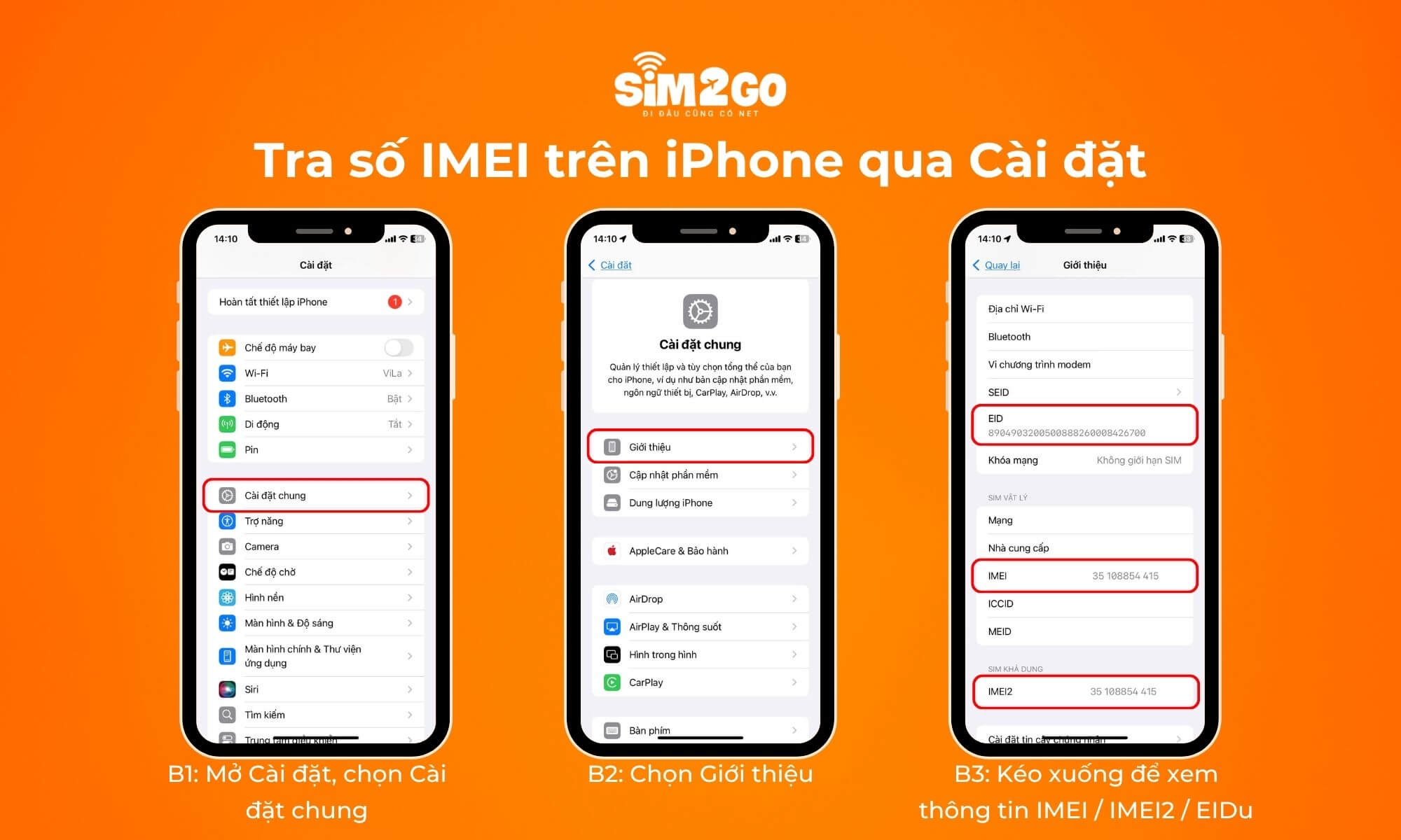 Tra số IMEI trên iPhone qua Cài đặt