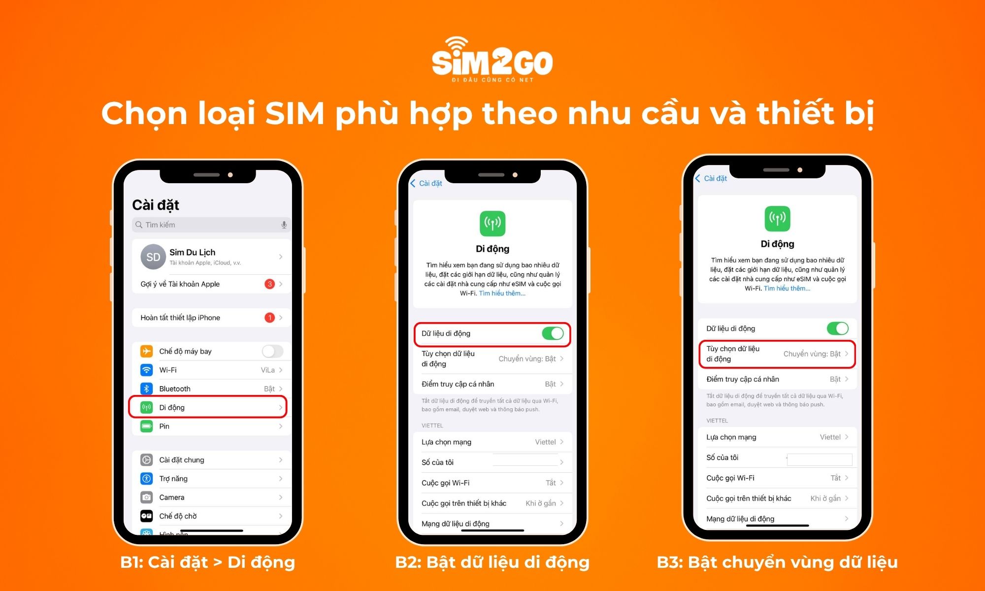 Cách bật Data Roaming và Dữ liệu di động cực đơn giản khi lắp SIM Trung Quốc