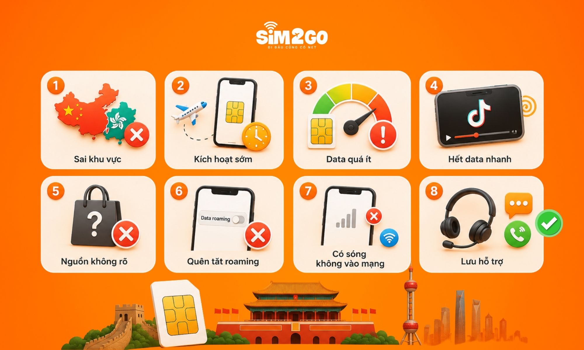Một vài lưu ý nhỏ sẽ giúp bạn tránh rắc rối khi sử dụng SIM hoặc eSIM Trung Quốc